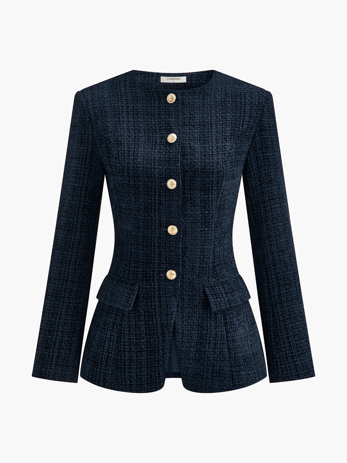 Button Down Slit Tweed Blazer Button Down Slit Tweed Blazer