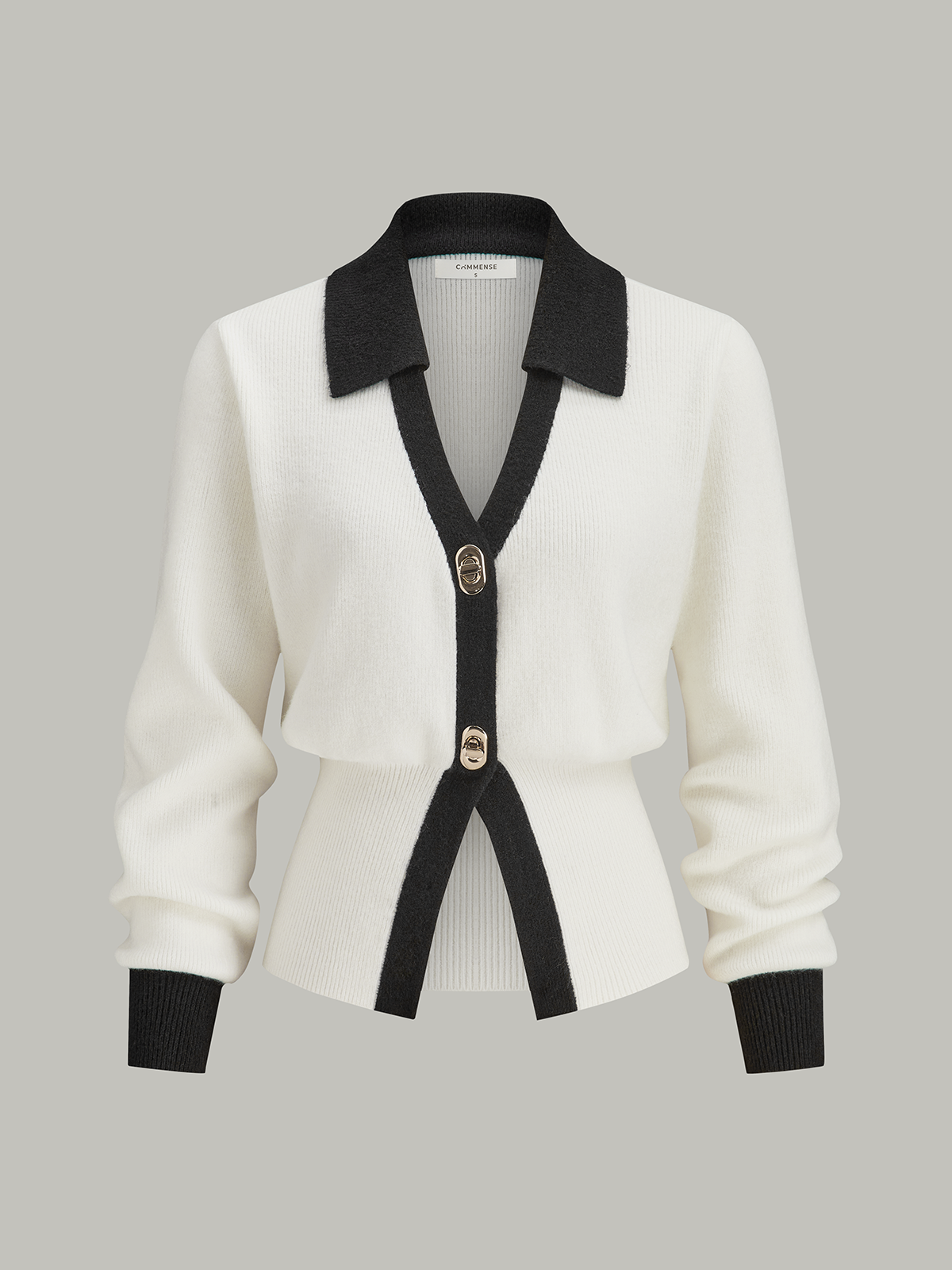 Contrast Trim Button Wool Blend Cardigan Contrast Trim Button Wool Blend Cardigan