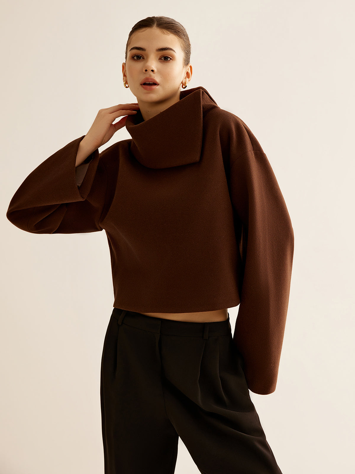 Plain Turtleneck Tweed Top Plain Turtleneck Tweed Top