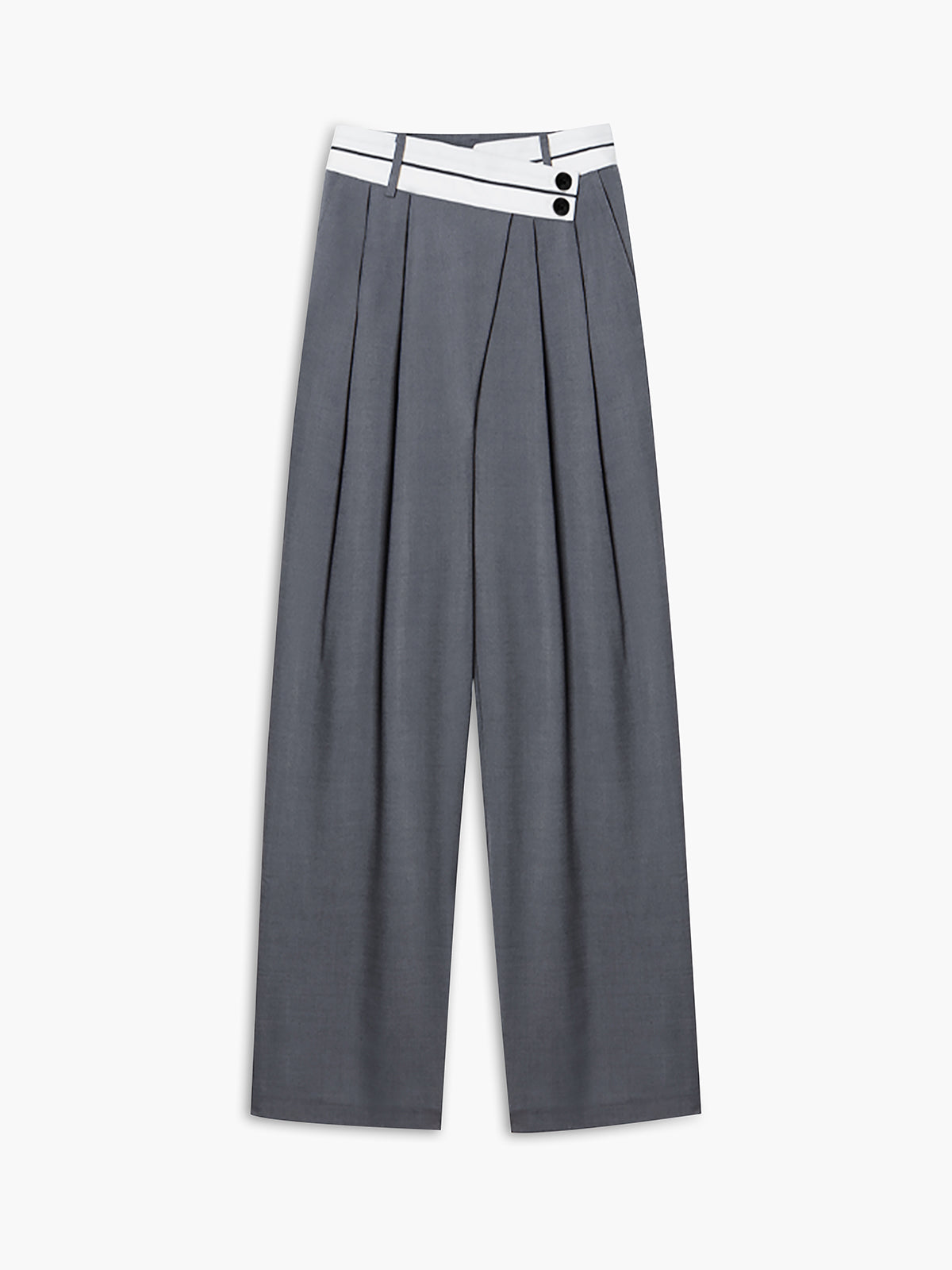 Asymmetrical Contrast Waistband Wide Leg Dress Pants Asymmetrical Contrast Waistband Wide Leg Dress Pants