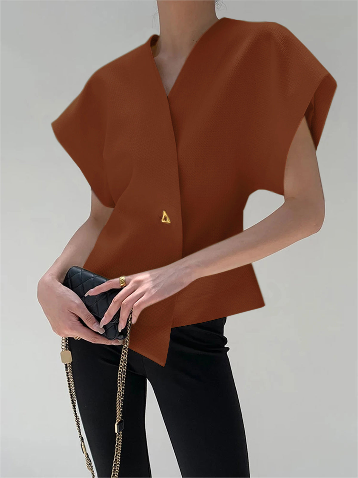 Trendy V-Neck Button Down Blouse Trendy V-Neck Button Down Blouse