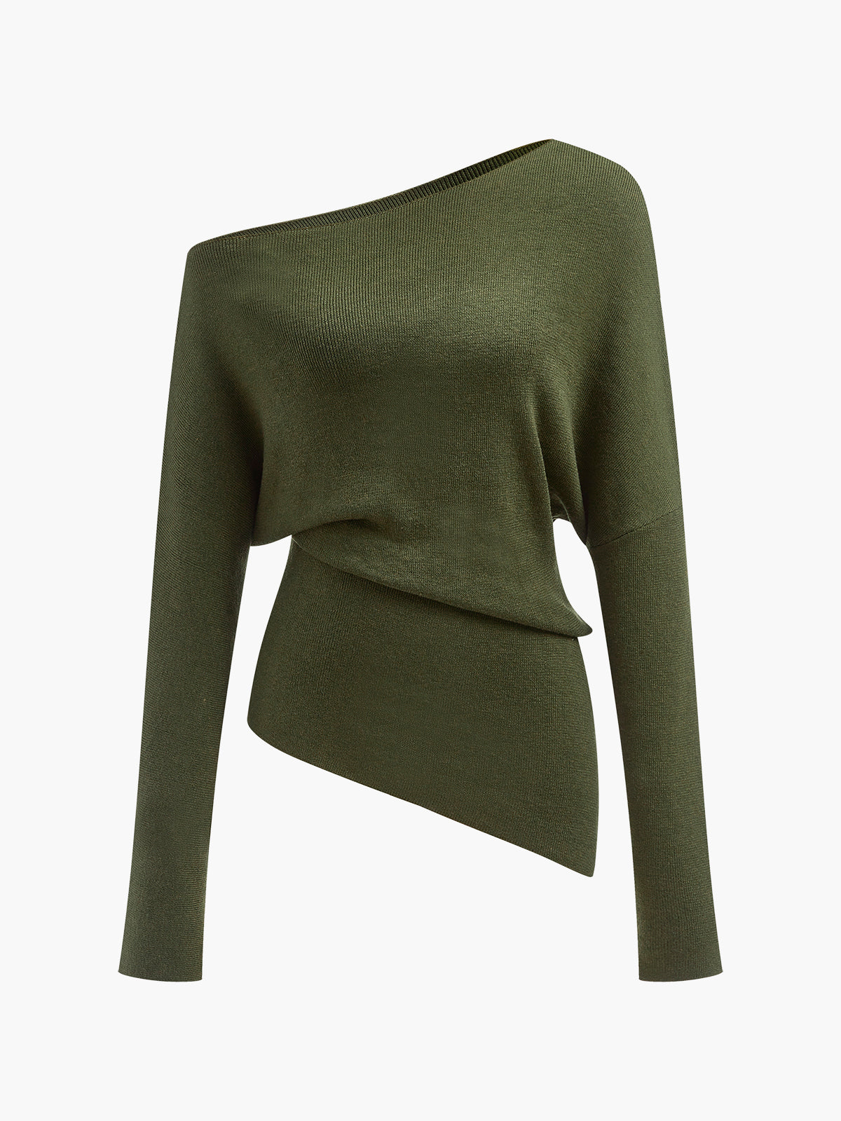 Wool-Blend Asymmetrical Neck Knit Top Wool-Blend Asymmetrical Neck Knit Top