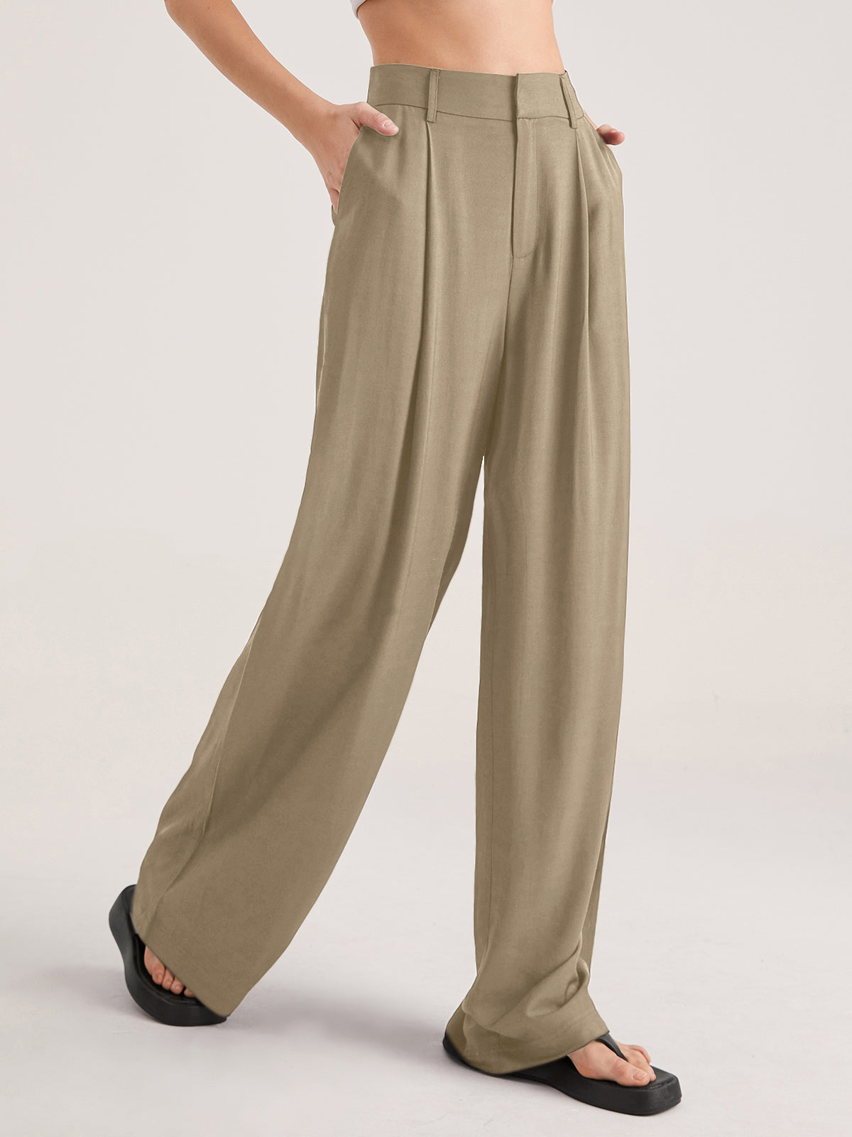 Oversized High Waisted Pleat Front Trousers Oversized High Waisted Pleat Front Trousers
