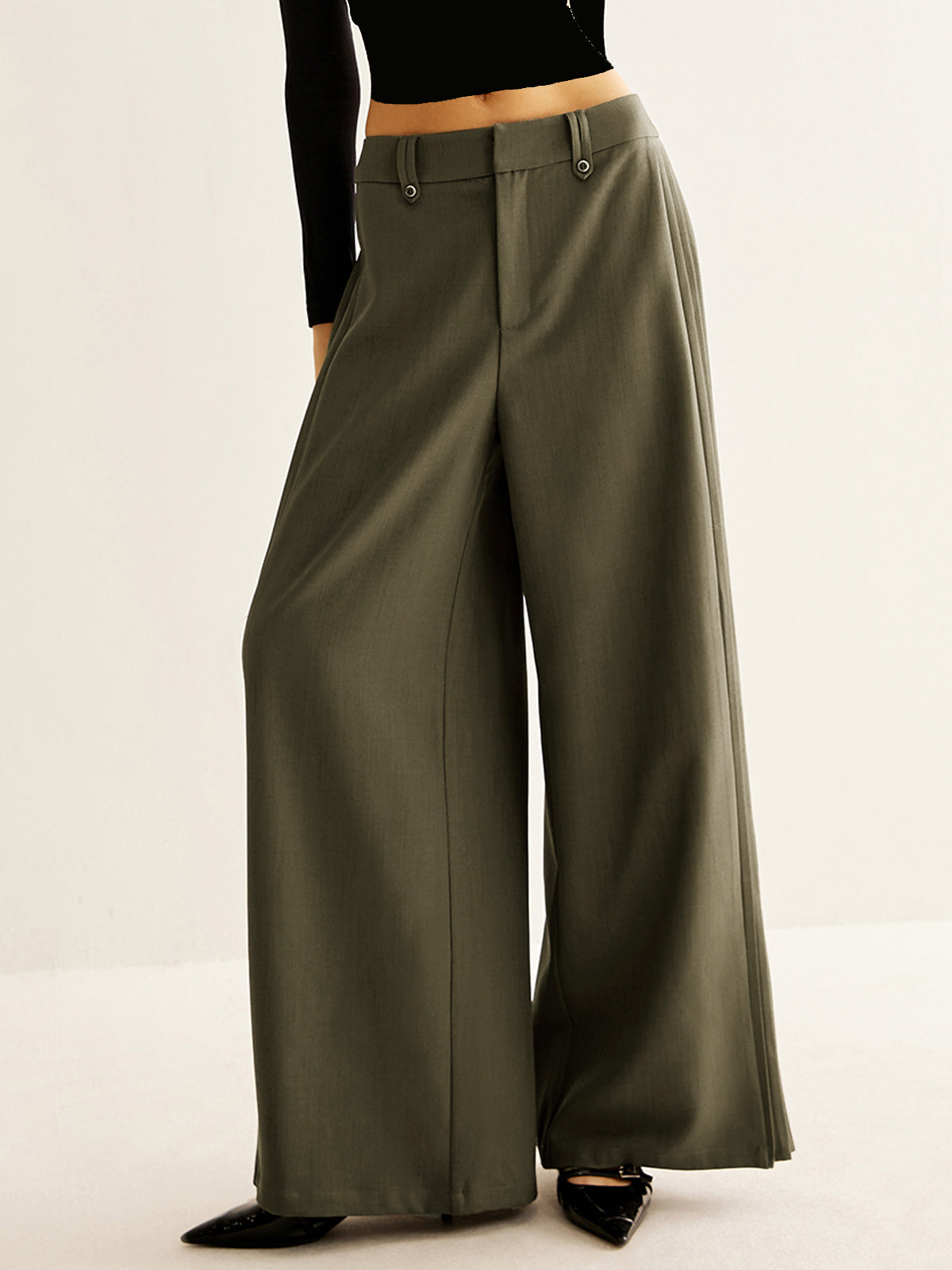 Side Pleated Wide-Leg Pants Side Pleated Wide-Leg Pants