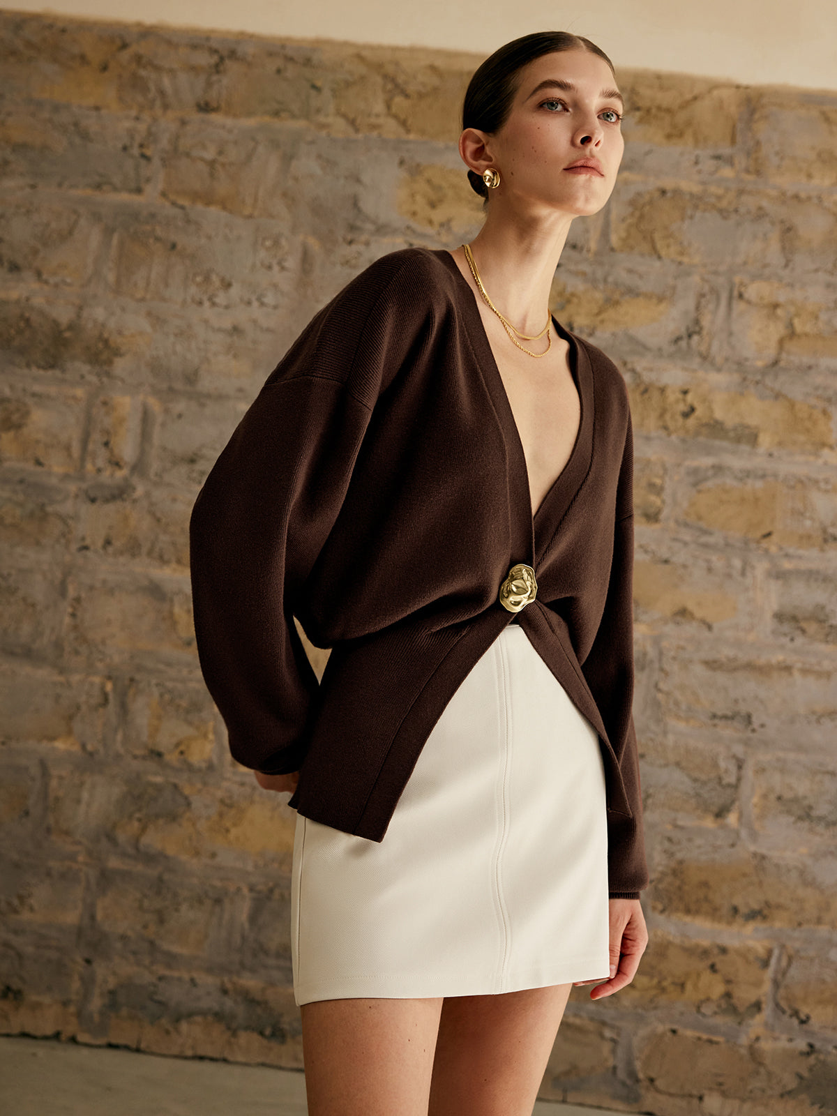 Golden Button Plain Cardigan Golden Button Plain Cardigan