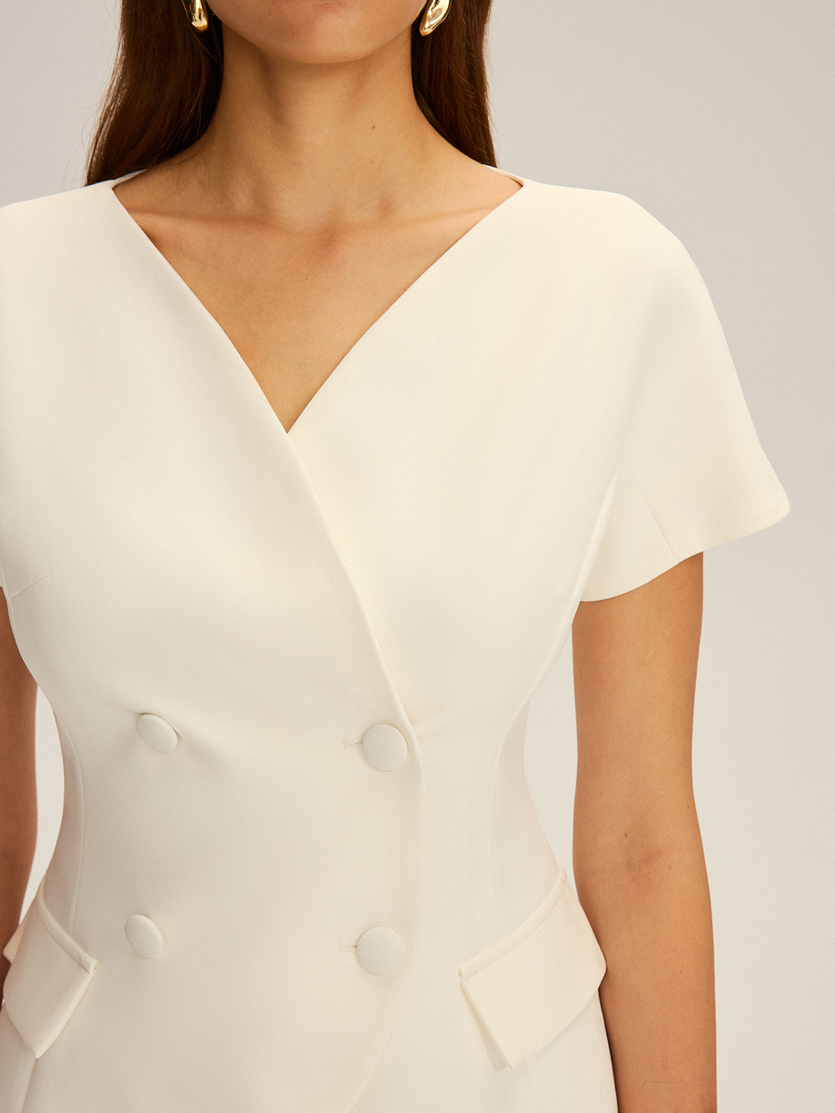 Double-Breasted Short-Sleeve Blazer Double-Breasted Short-Sleeve Blazer