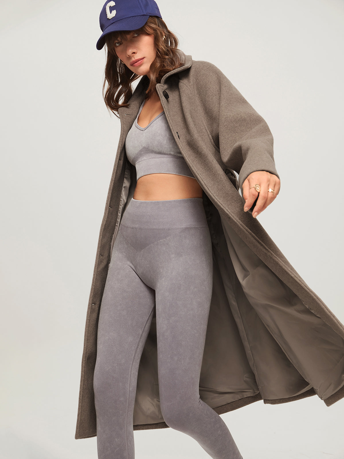 Oversized Brushed Belted Long Overcoat Oversized Brushed Belted Long Overcoat