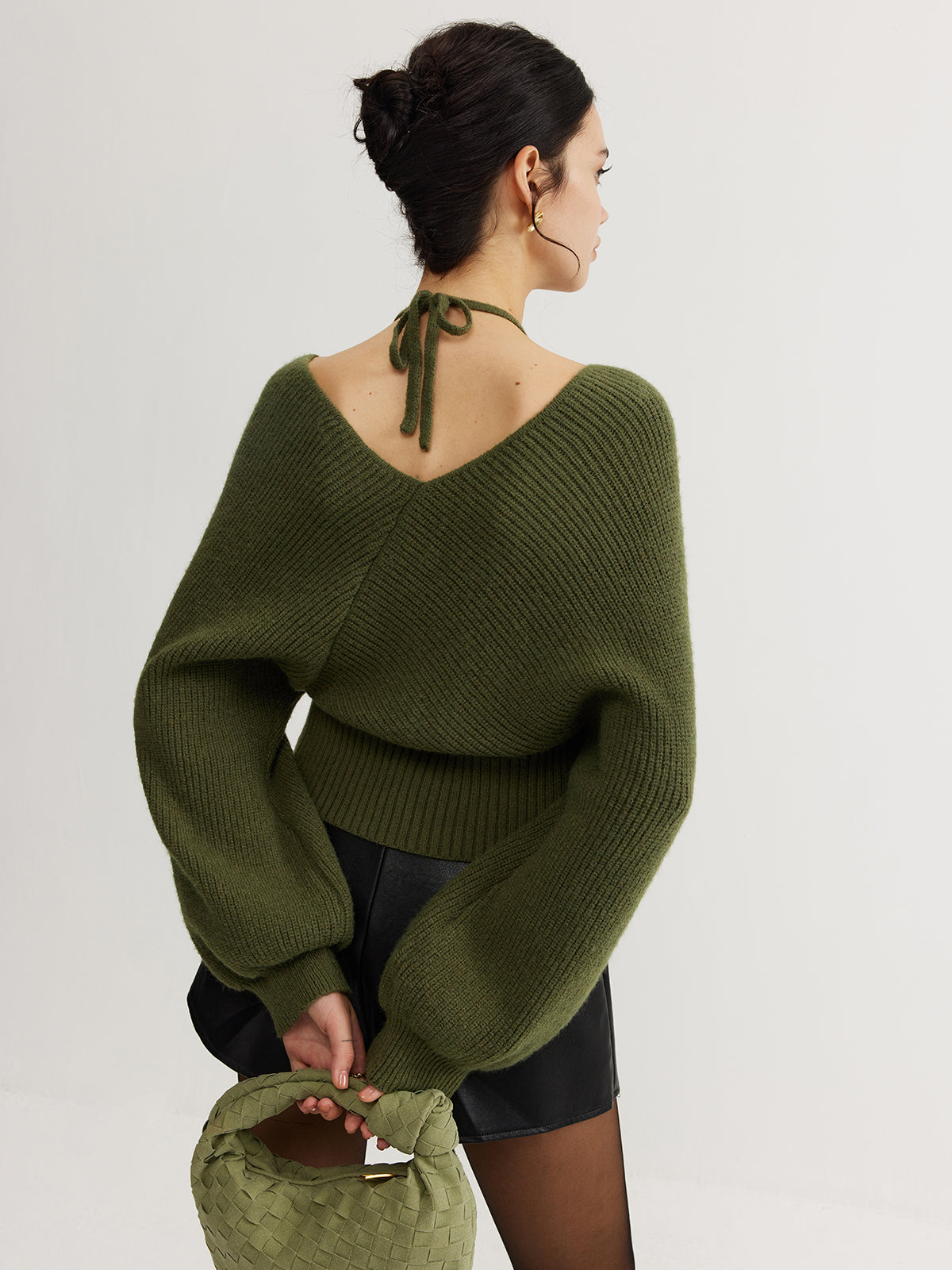 2 in 1 Bat Sleeve Halter Knit Top 2 in 1 Bat Sleeve Halter Knit Top