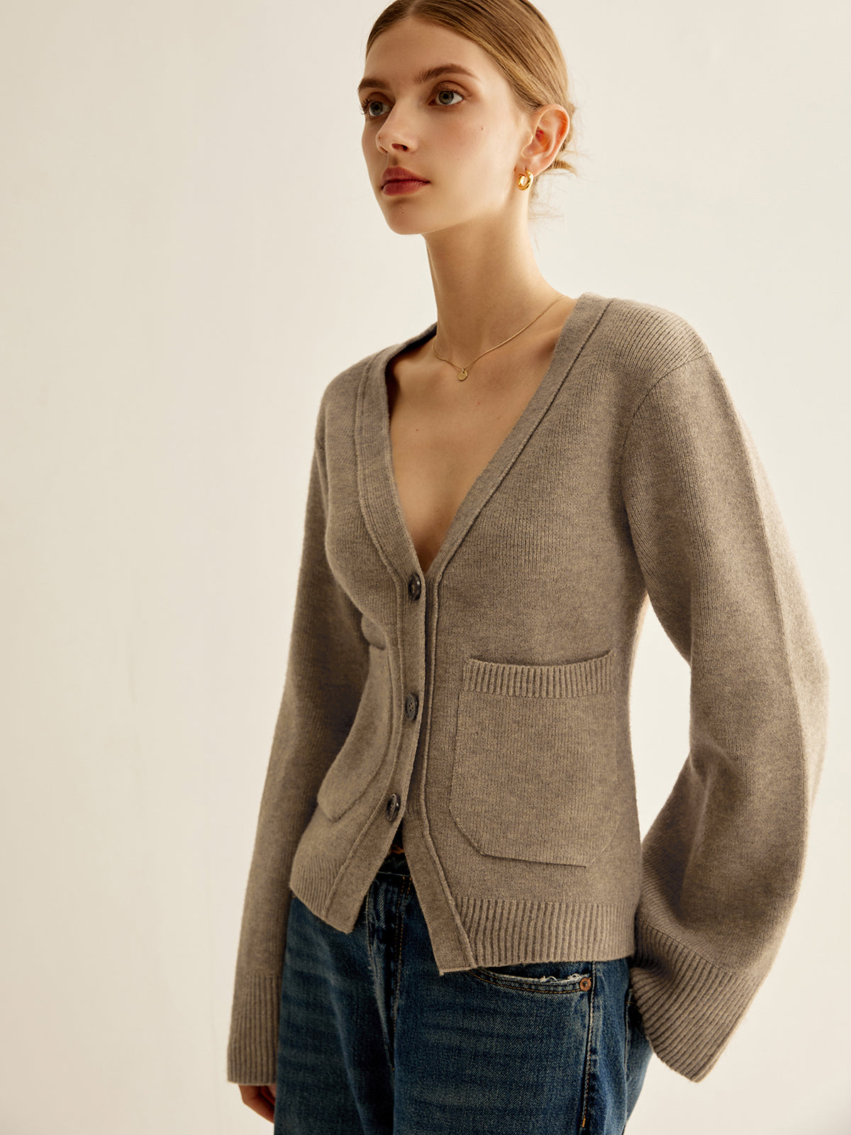 V-Neck Split Button Cardigan V-Neck Split Button Cardigan