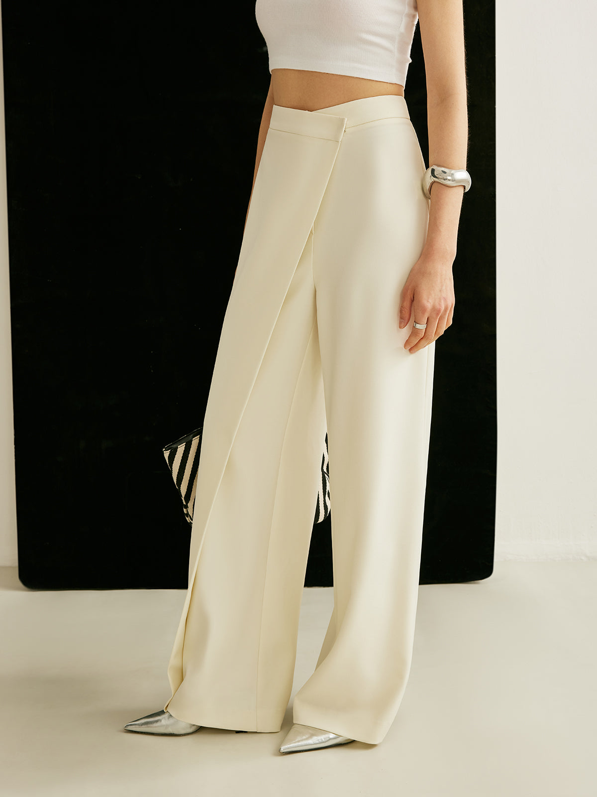 Asymmetrical Cross Wrap High-Waist Pants Asymmetrical Cross Wrap High-Waist Pants