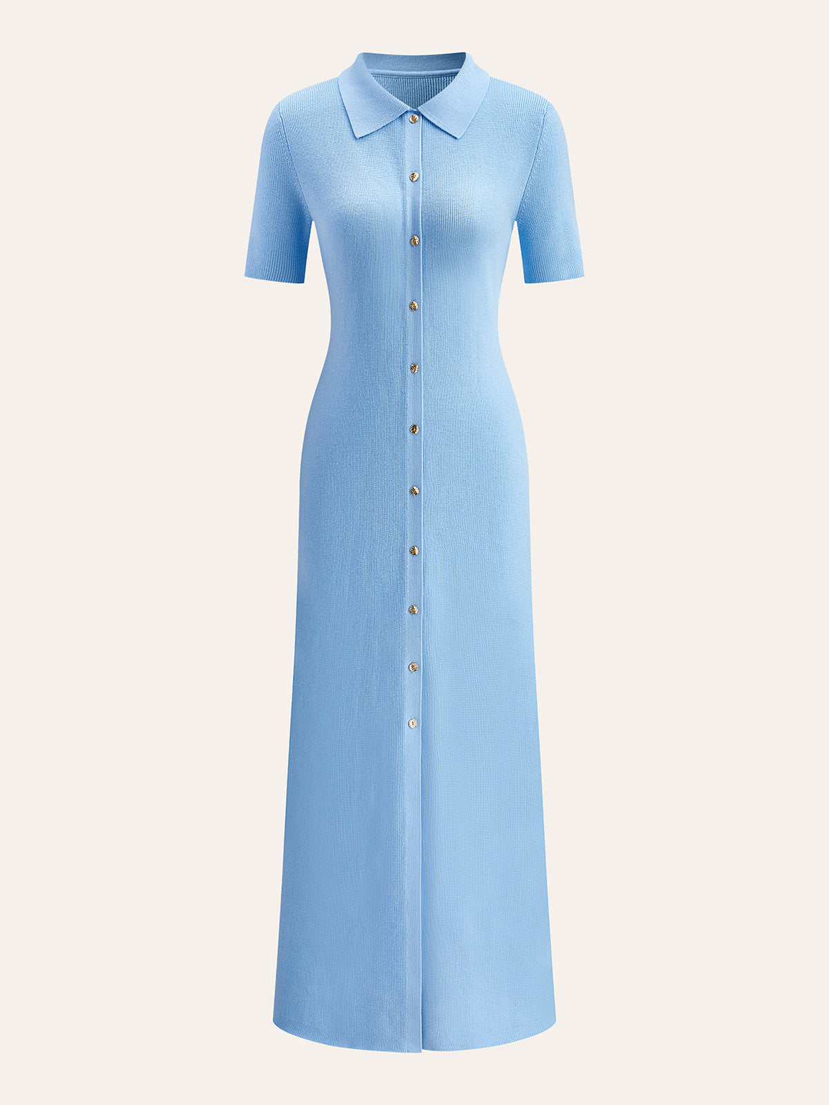 Metal Button Collar Midi Dress Metal Button Collar Midi Dress