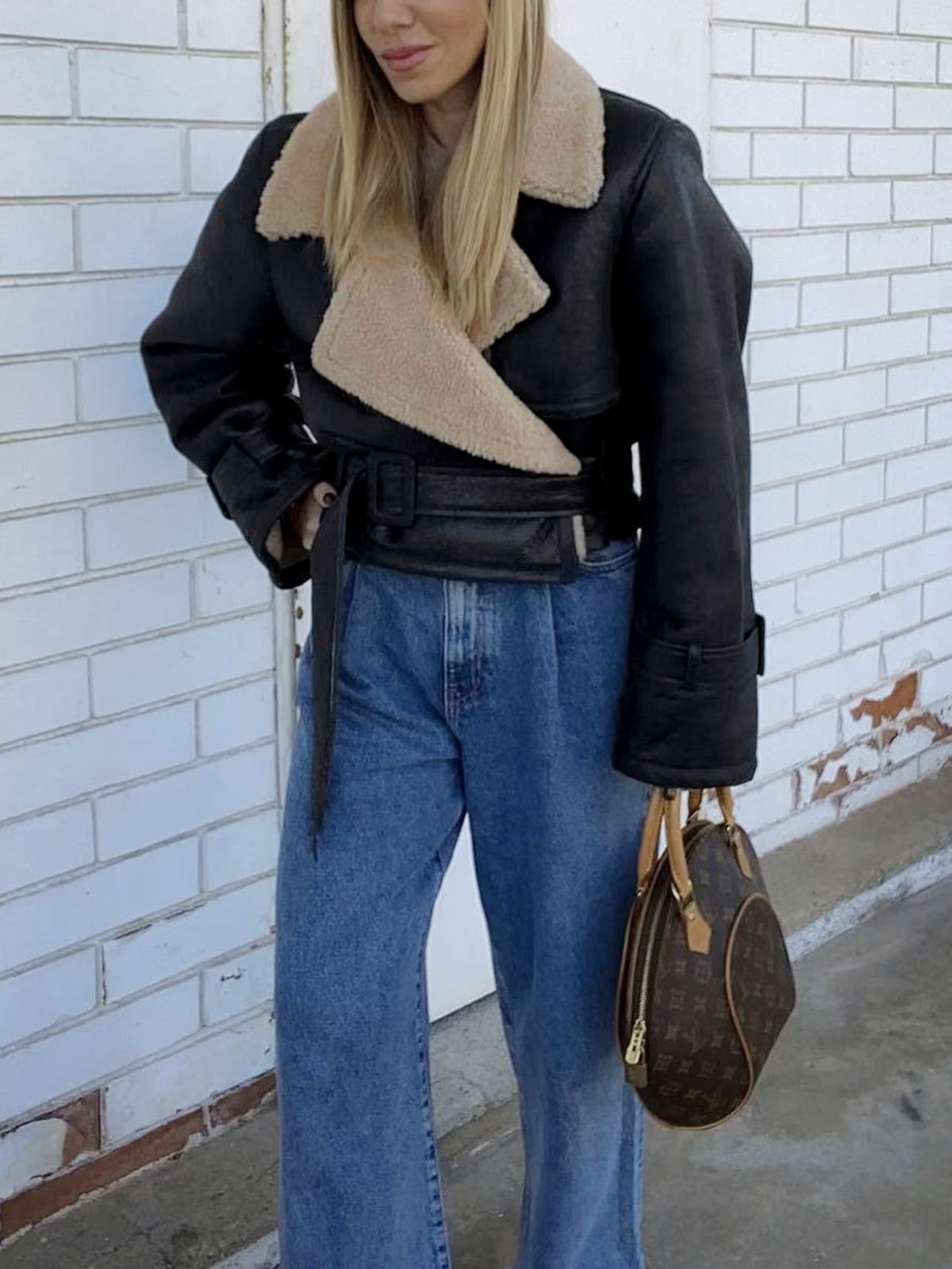 Too Blessed Sherpa Lined Shearling Leather Flight Jacket Too Blessed Sherpa Lined Shearling Leather Flight Jacket