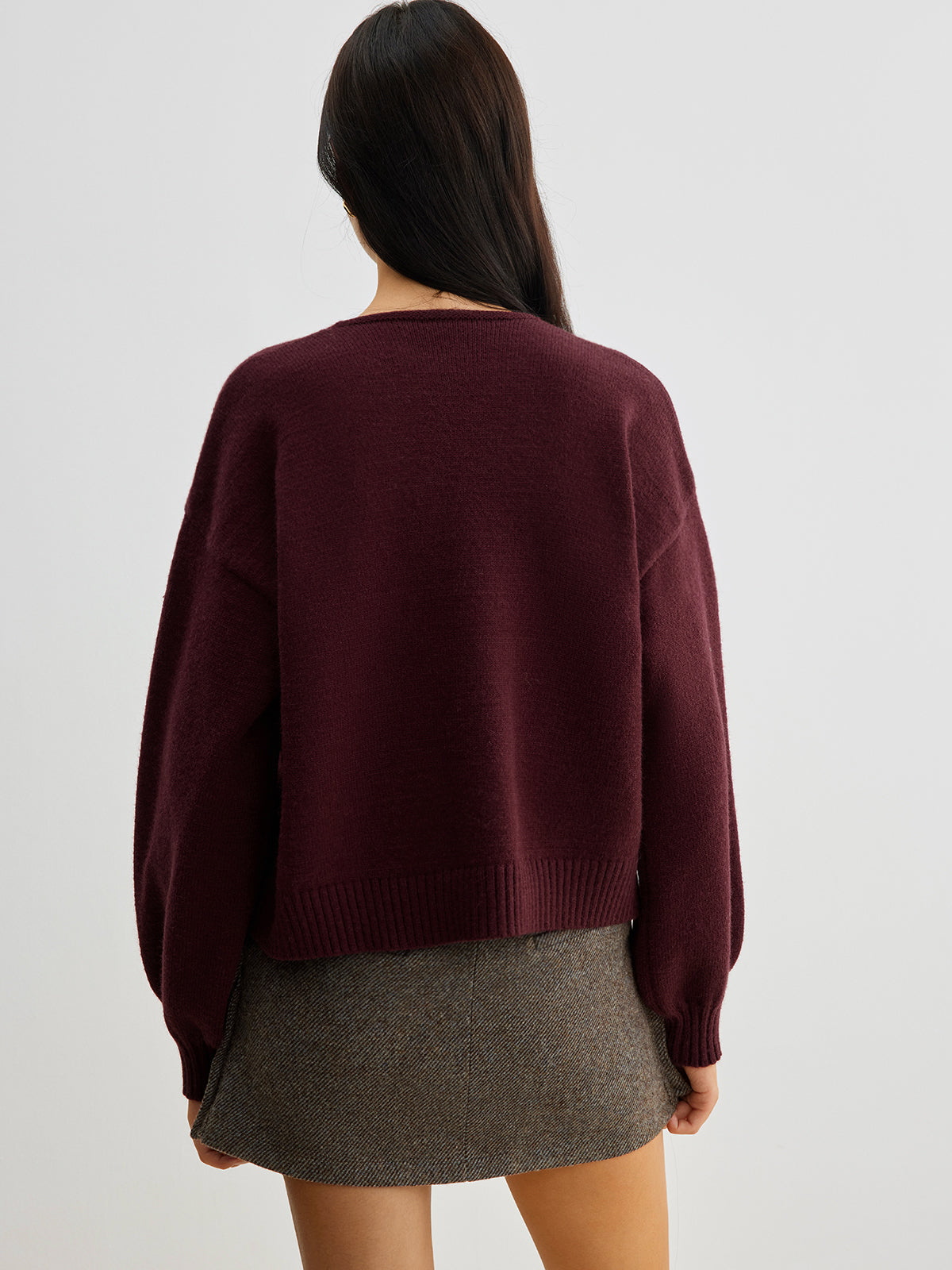 Velvet-Bow Lantern Sleeve Sweater Velvet-Bow Lantern Sleeve Sweater