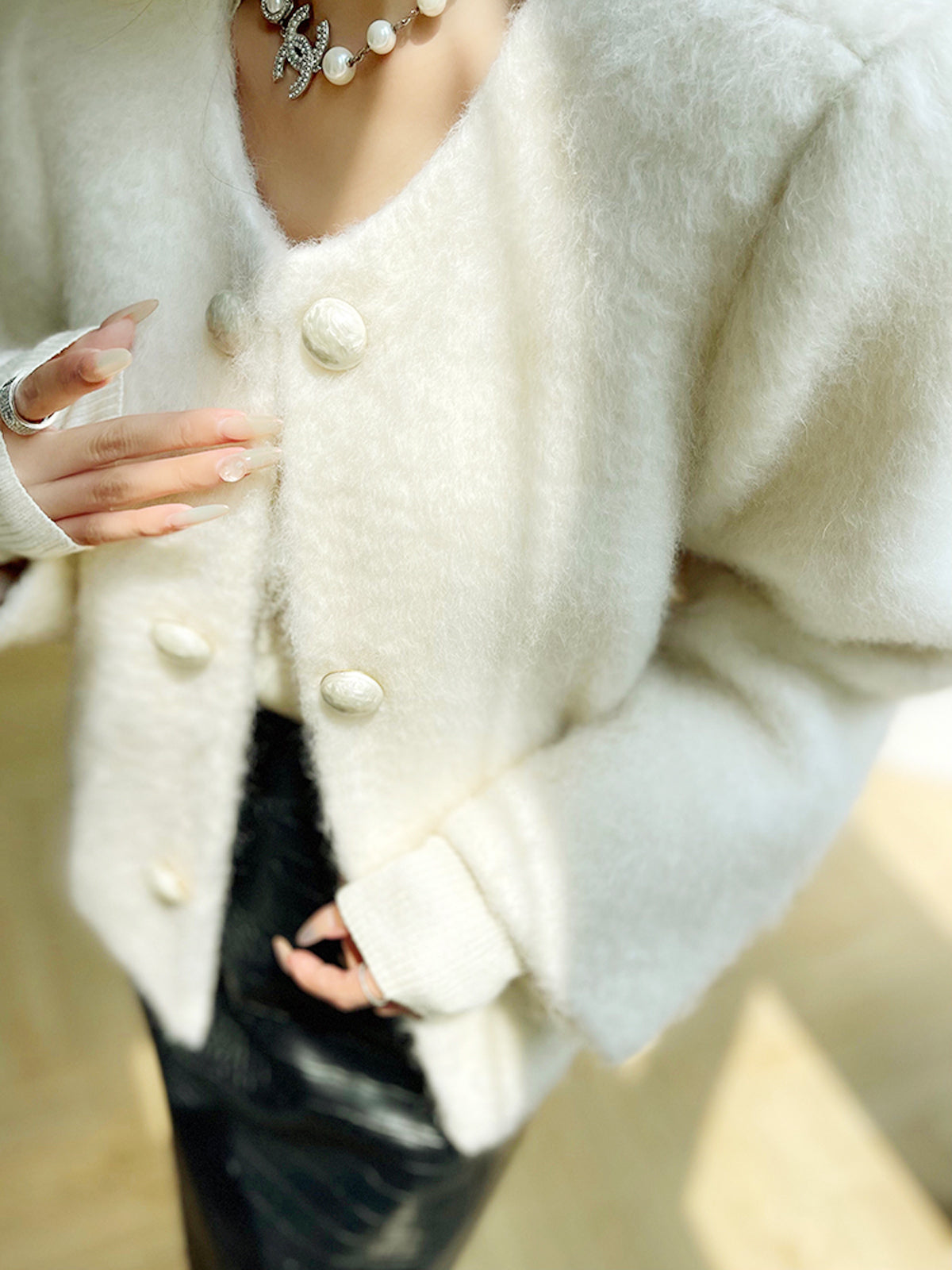 Fuzzy Button Short Wool Coat Fuzzy Button Short Wool Coat
