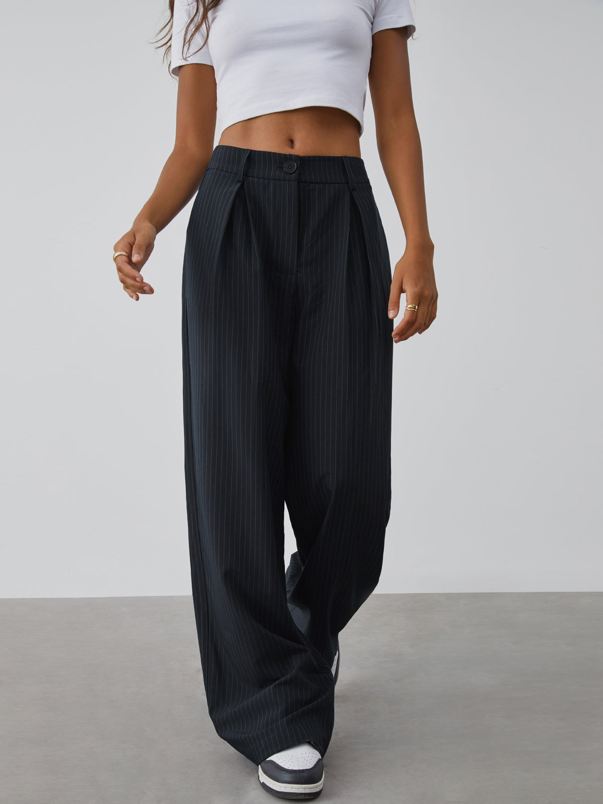 Shock Value Pinstripe Wide Leg Dress Pants Shock Value Pinstripe Wide Leg Dress Pants