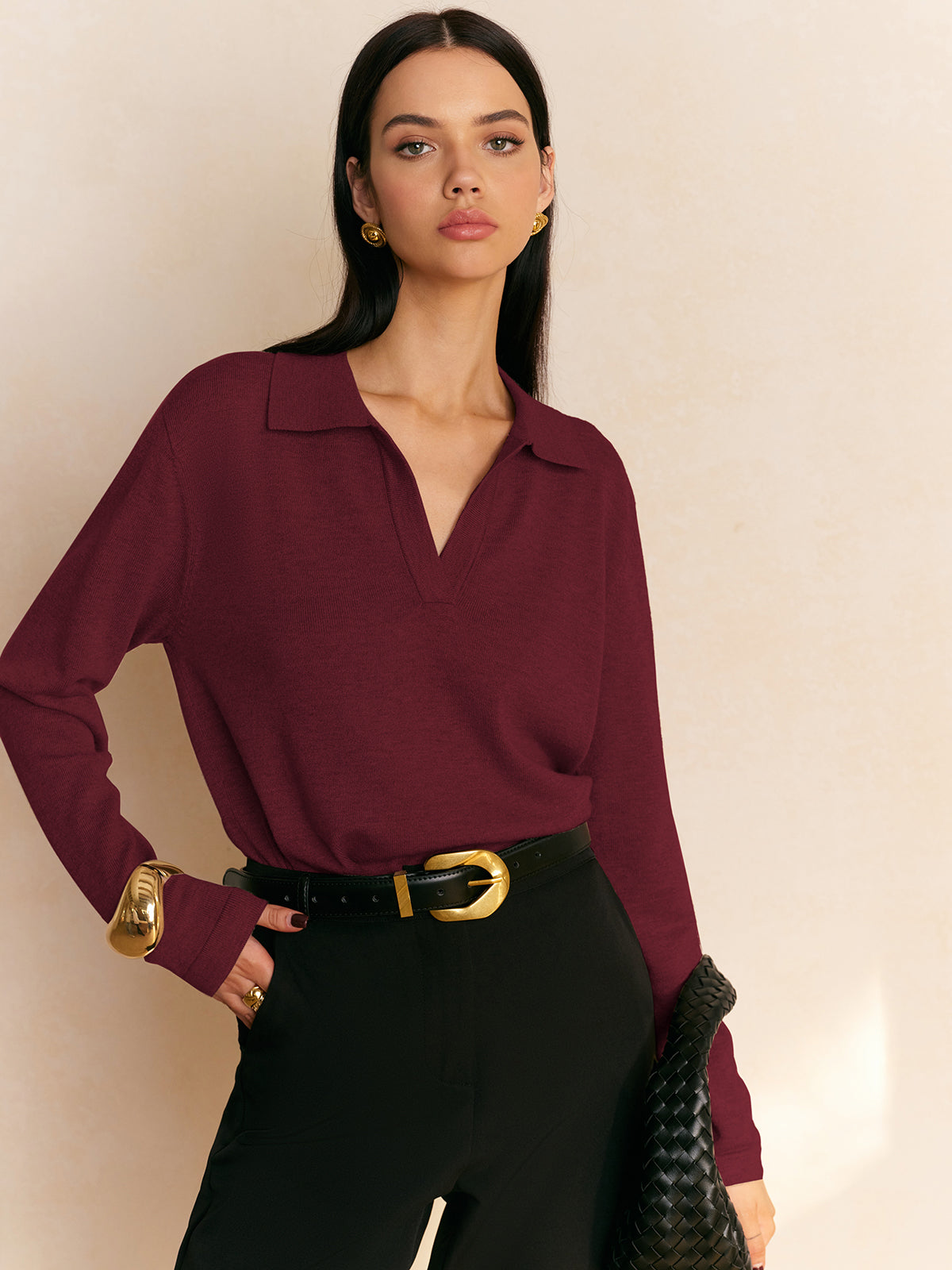 Leisure Collared Pullover Sweater Leisure Collared Pullover Sweater