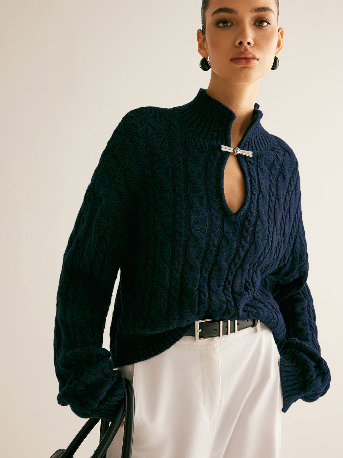Cotton Keyhole Neckline Knit Top Cotton Keyhole Neckline Knit Top