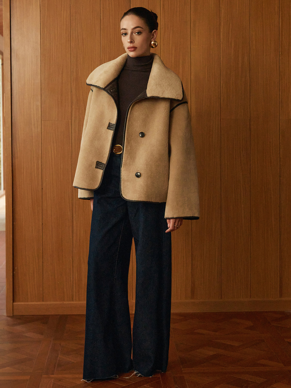 Contrast Piping Shift Minky Coat Contrast Piping Shift Minky Coat
