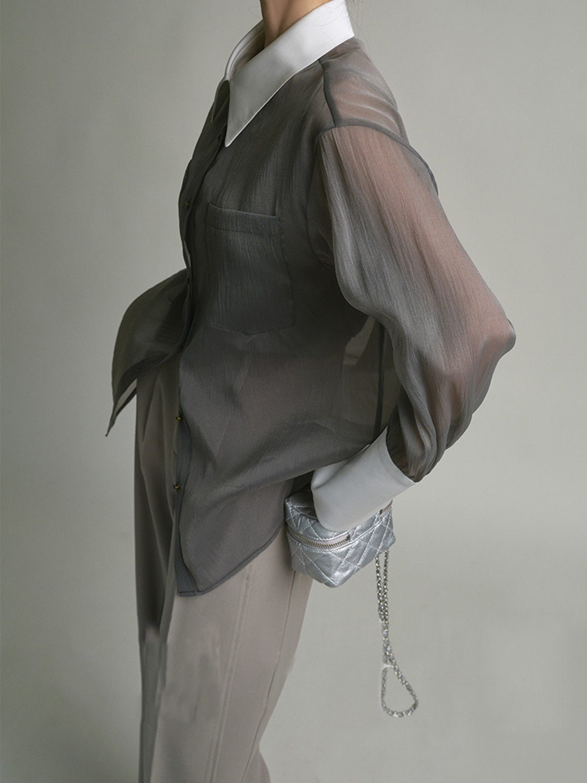 Semi-Sheer Leisure See Through Shirt With Cami Top Semi-Sheer Leisure See Through Shirt With Cami Top