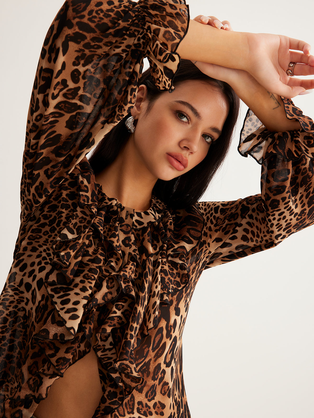 Leopard Printed Ruffle Blouse Leopard Printed Ruffle Blouse