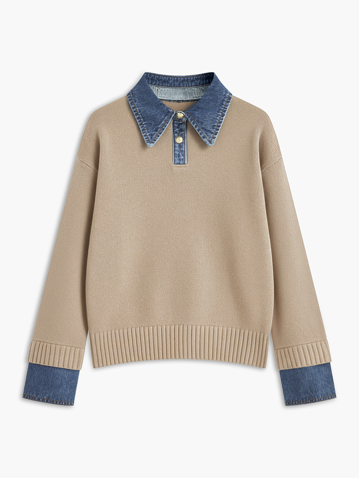 2 in 1 Panel Lapel Sweater 2 in 1 Panel Lapel Sweater