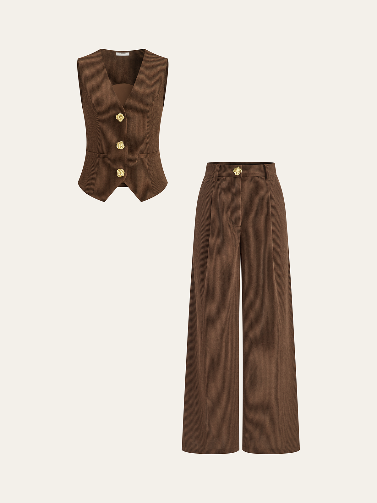 Corduroy Wide-Leg Pleated Pants Corduroy Wide-Leg Pleated Pants
