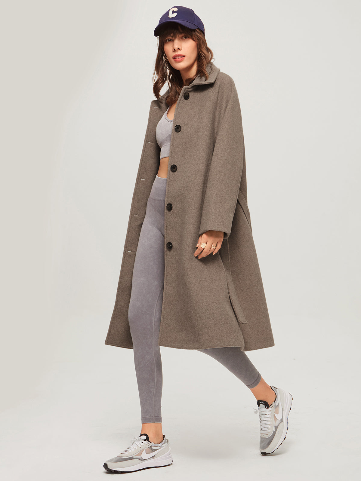 Oversized Brushed Belted Long Overcoat Oversized Brushed Belted Long Overcoat