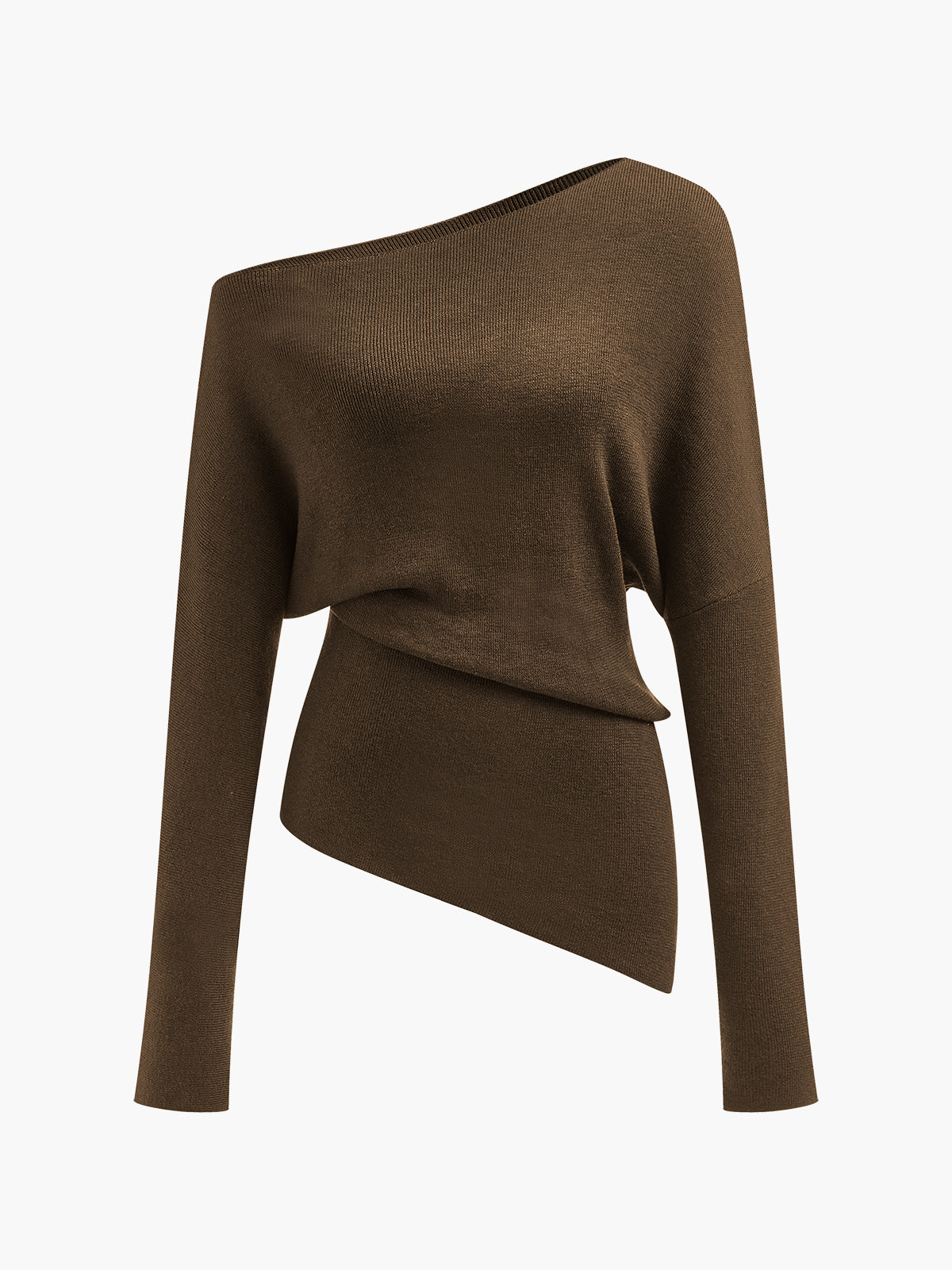 Wool-Blend Asymmetrical Neck Knit Top Wool-Blend Asymmetrical Neck Knit Top