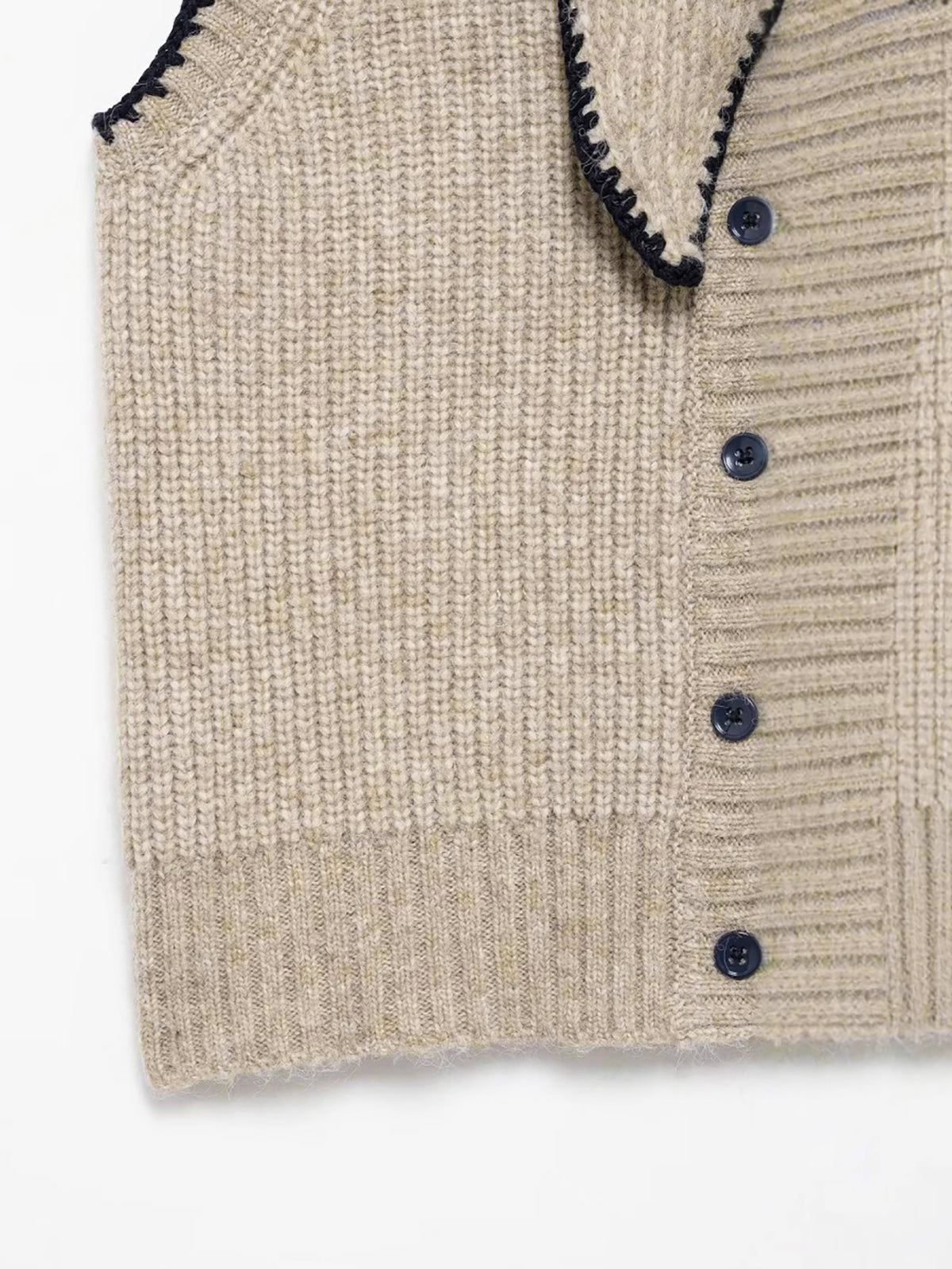 Tie Neck Contrast Trim Button Sweater Vest Tie Neck Contrast Trim Button Sweater Vest
