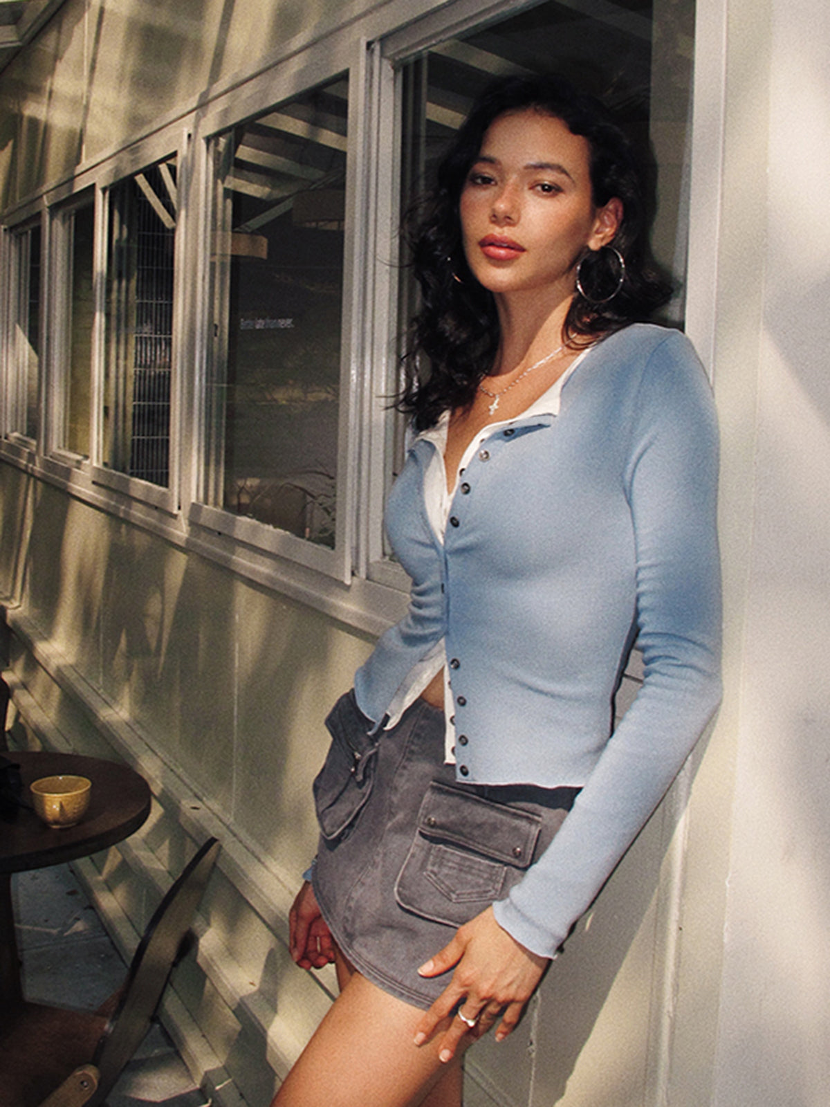 2 in 1 Button Jersey Blouse 2 in 1 Button Jersey Blouse
