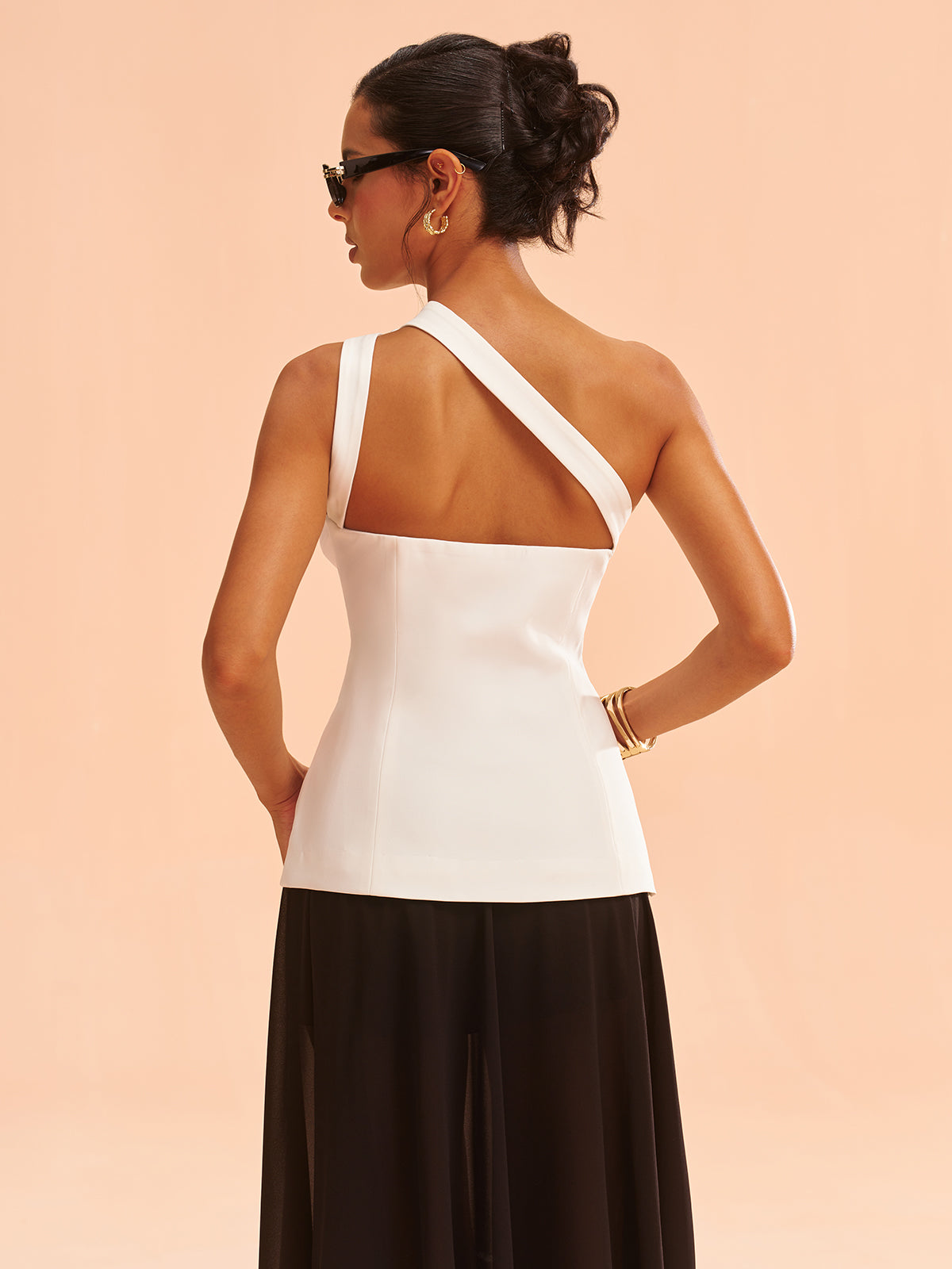 One-Shoulder Asymmetric Button Vest One-Shoulder Asymmetric Button Vest