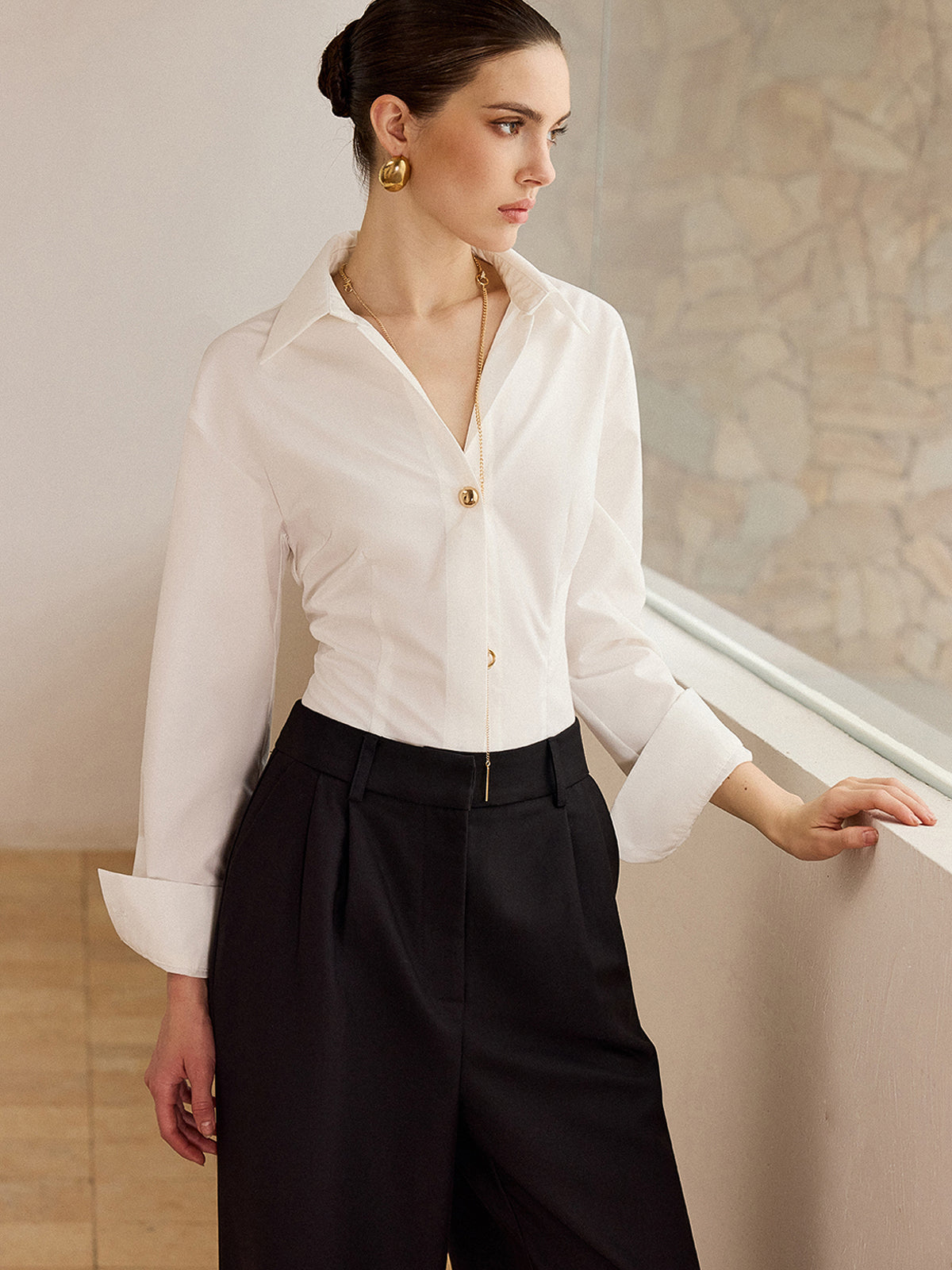 Metal Button Long-Sleeve Shirt Metal Button Long-Sleeve Shirt