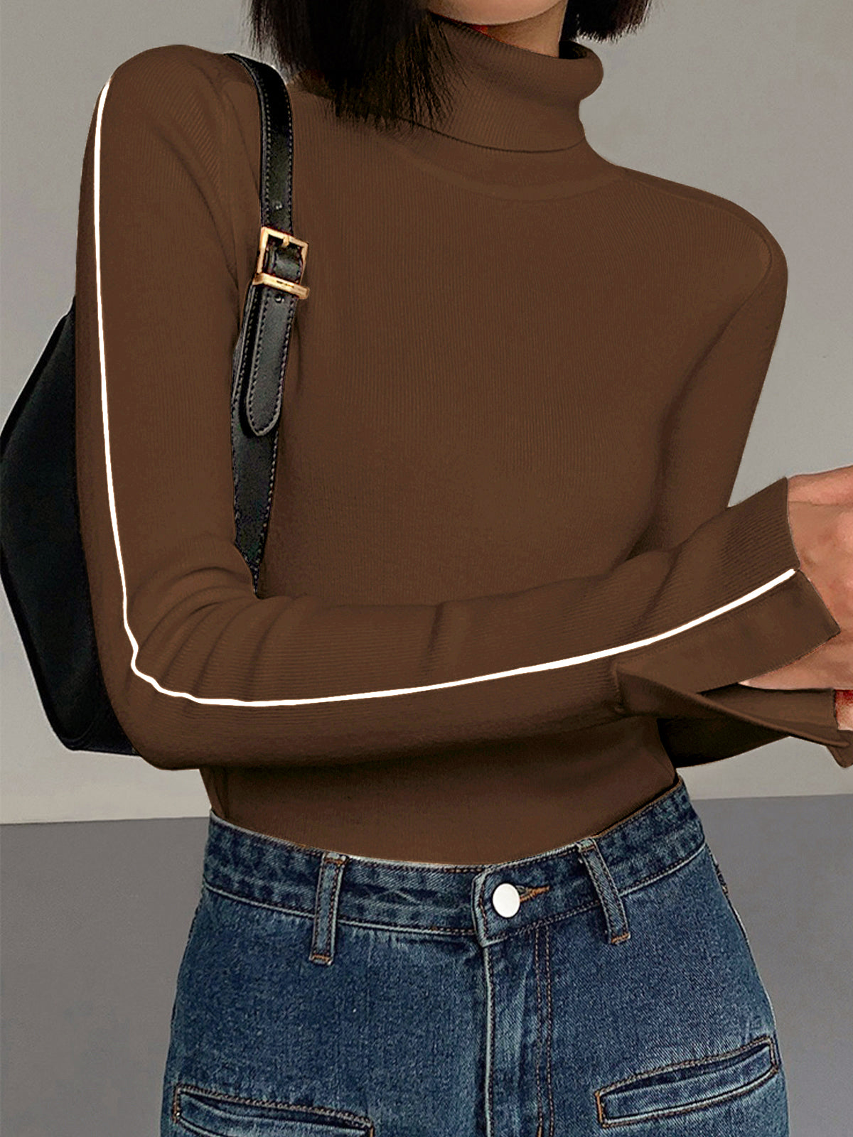 Contrast Piping Turtleneck Sweater Contrast Piping Turtleneck Sweater