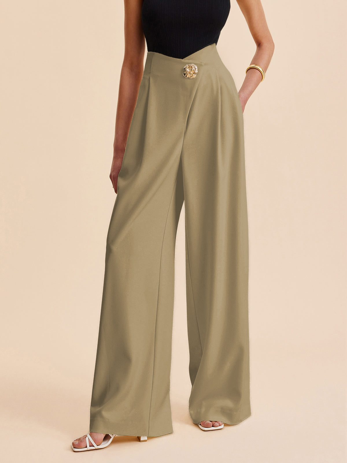 Embellished High-Waist Wide-Leg Pants Embellished High-Waist Wide-Leg Pants