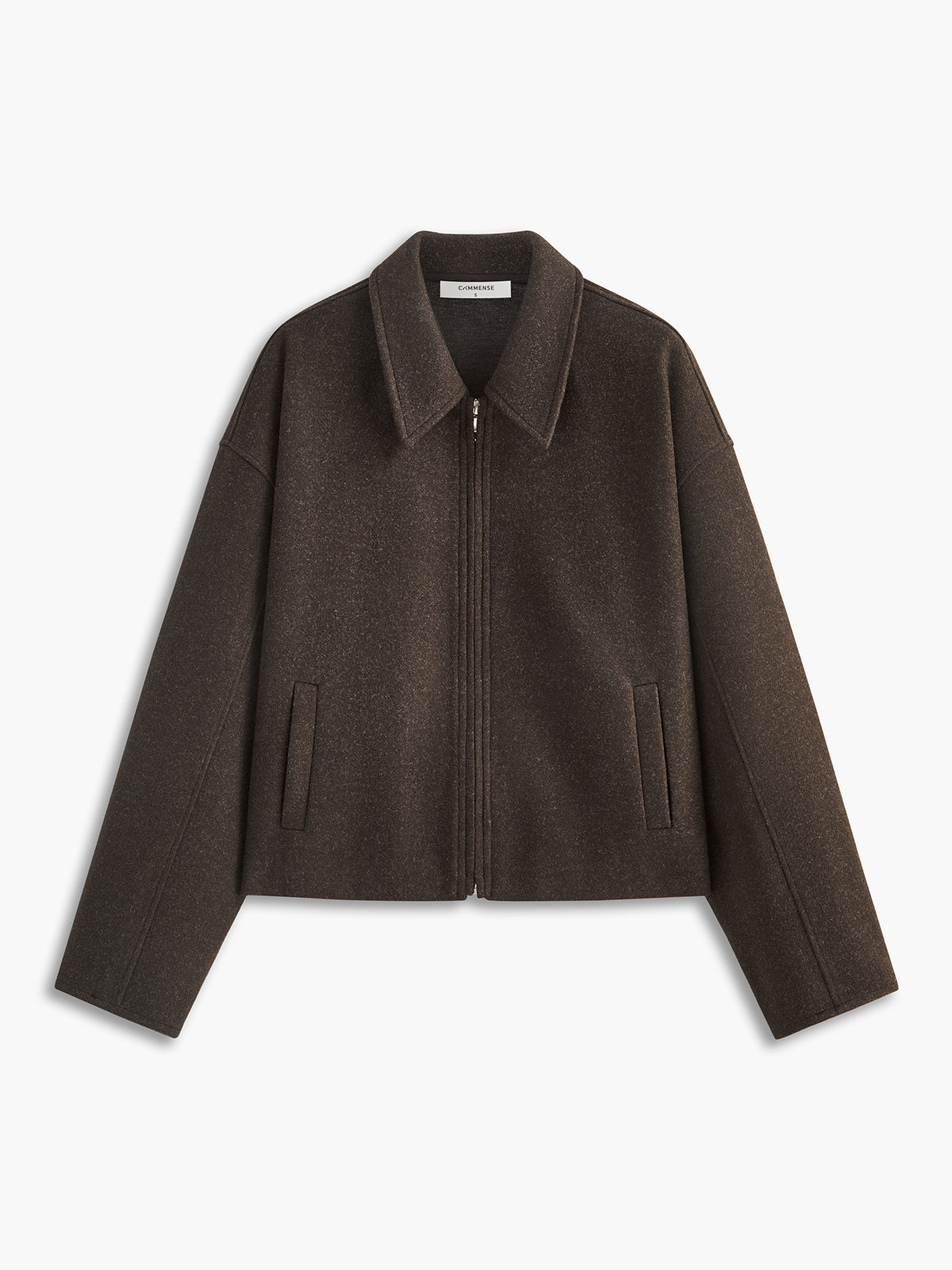 Plain Zipper Tweed Jacket Plain Zipper Tweed Jacket