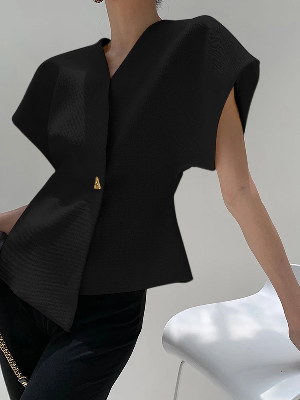 Trendy V-Neck Button Down Blouse Trendy V-Neck Button Down Blouse