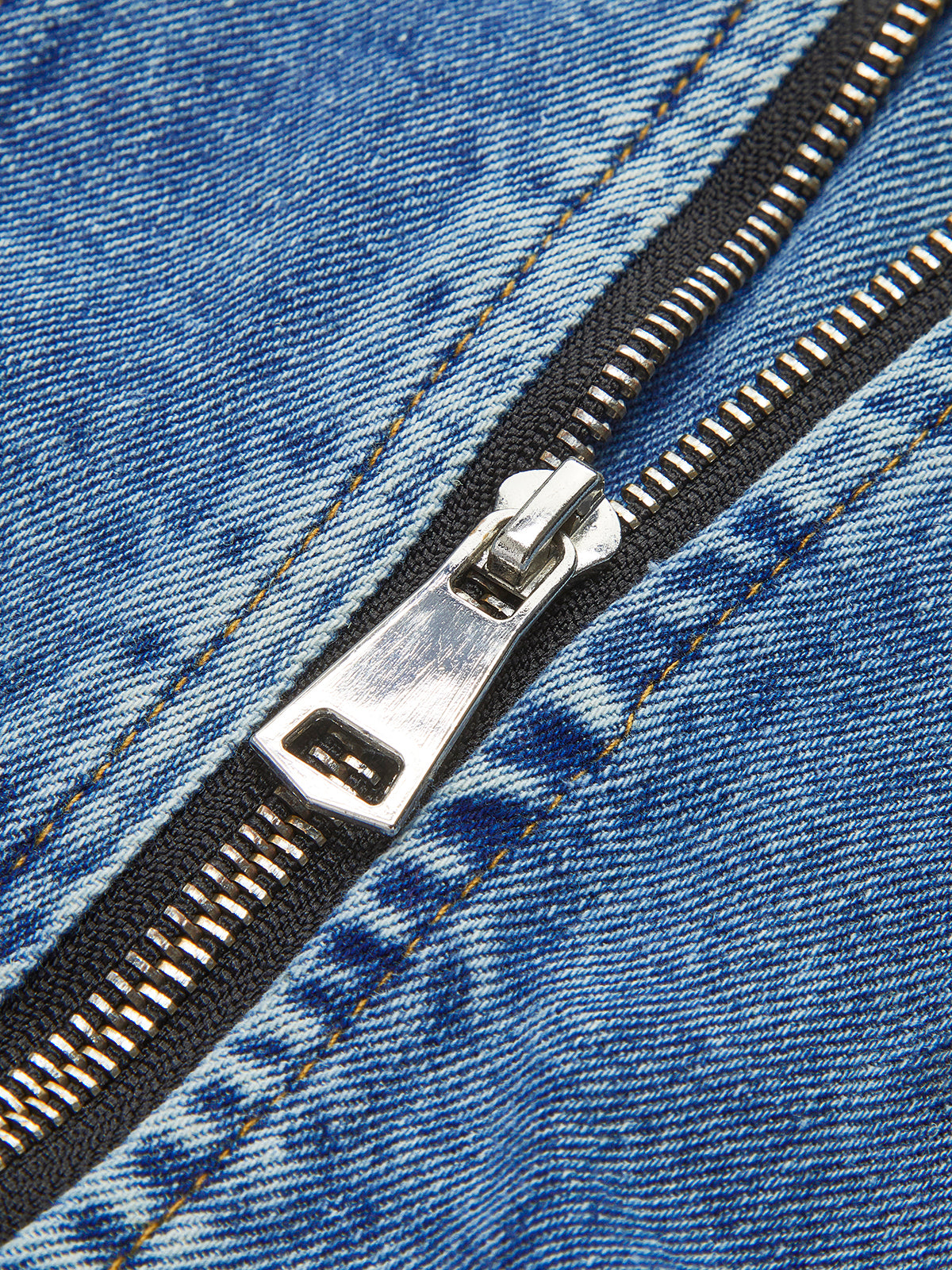Puff-Sleeve Denim Panel Slim Jacket Puff-Sleeve Denim Panel Slim Jacket
