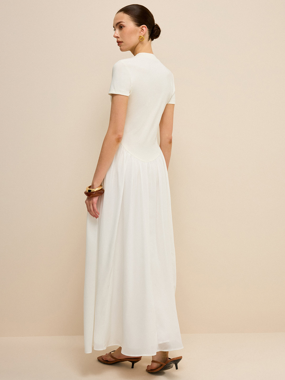 Button-Placket V-Neck Maxi Dress Button-Placket V-Neck Maxi Dress