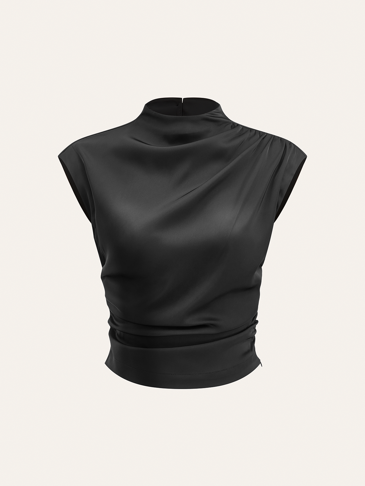 Mock Neck Cap Sleeve Ruched Top Mock Neck Cap Sleeve Ruched Top
