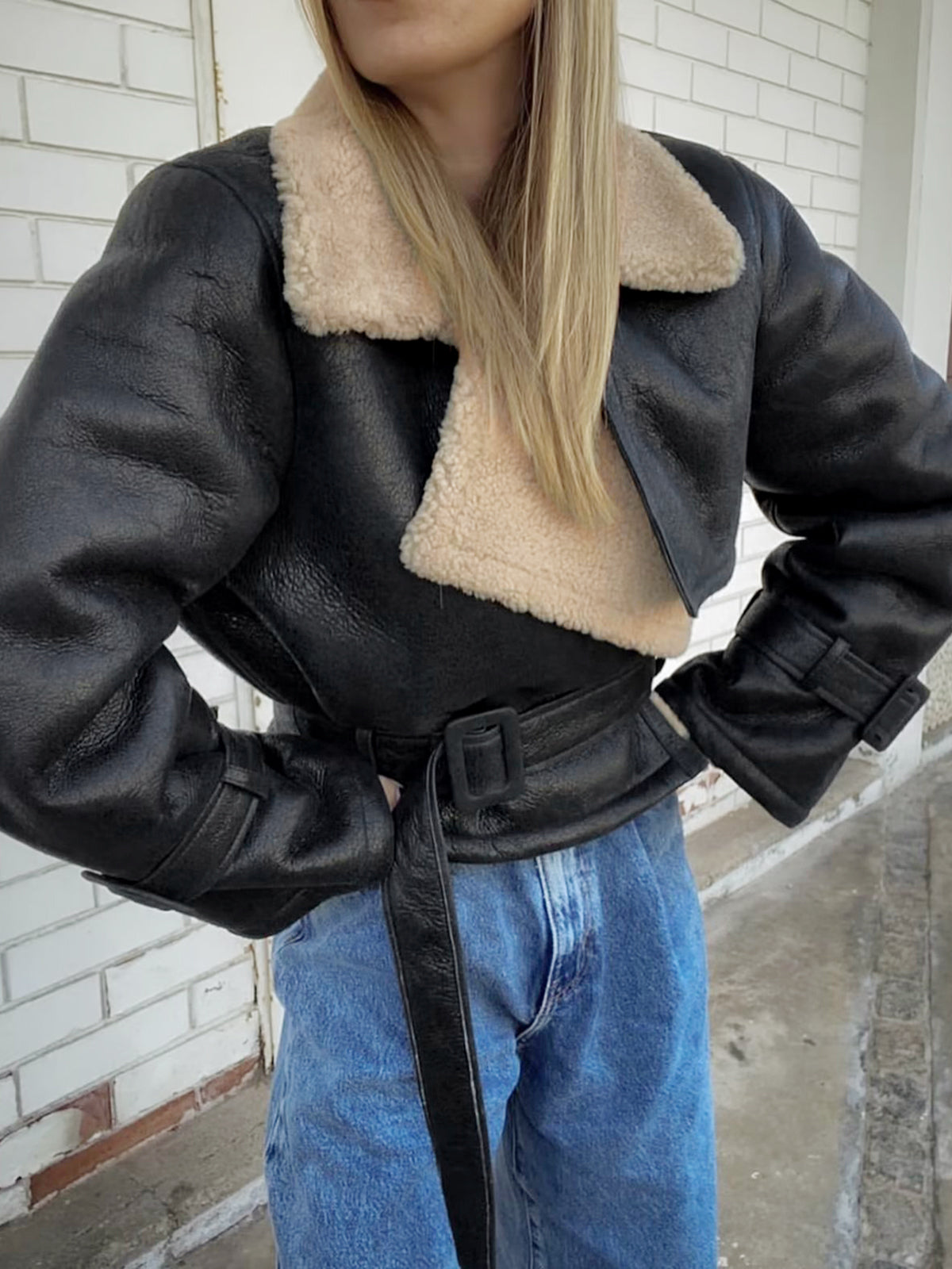 Too Blessed Sherpa Lined Shearling Leather Flight Jacket Too Blessed Sherpa Lined Shearling Leather Flight Jacket