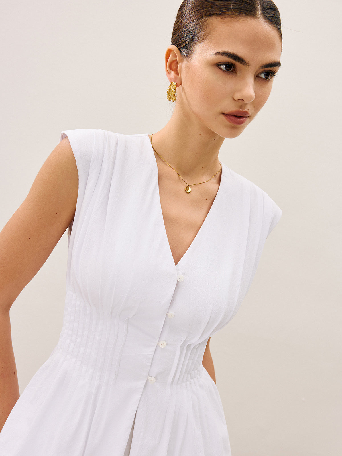 Pleated Peplum V-Neck Blouse Pleated Peplum V-Neck Blouse