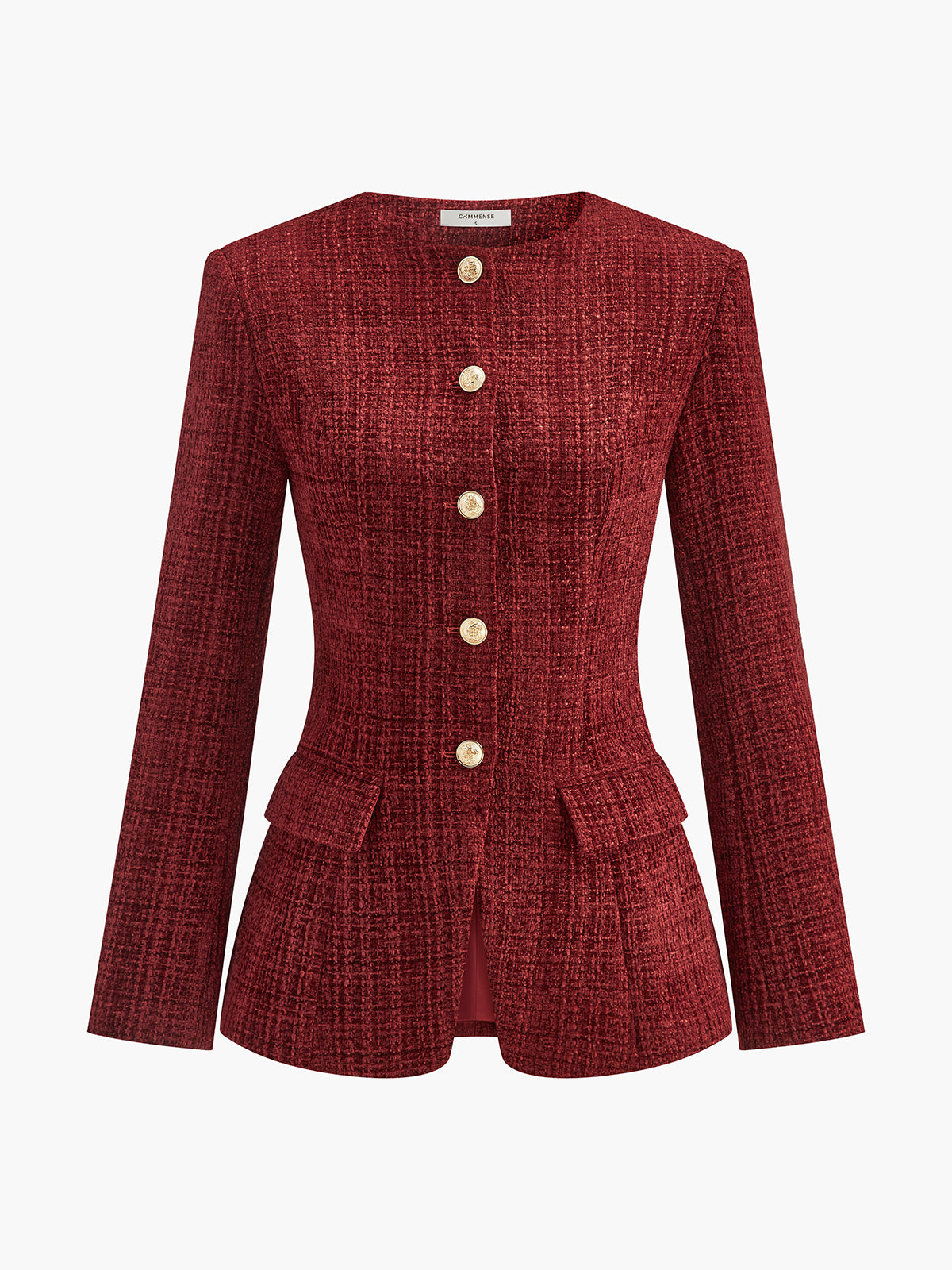 Button Down Slit Tweed Blazer Button Down Slit Tweed Blazer
