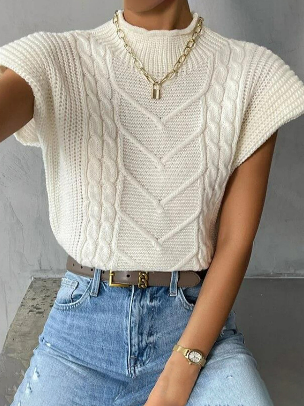Plain Cap Sleeve Sweater Vest Plain Cap Sleeve Sweater Vest