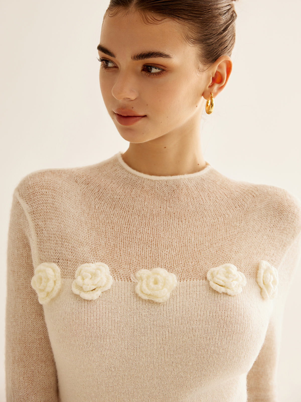 3D Flower Panel Soft Knit Top 3D Flower Panel Soft Knit Top
