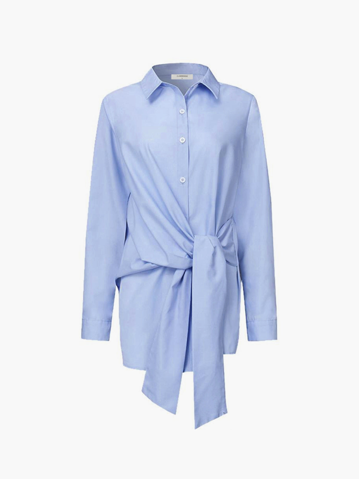 Semi-Sheer Button Down Tied Long Shirt Semi-Sheer Button Down Tied Long Shirt