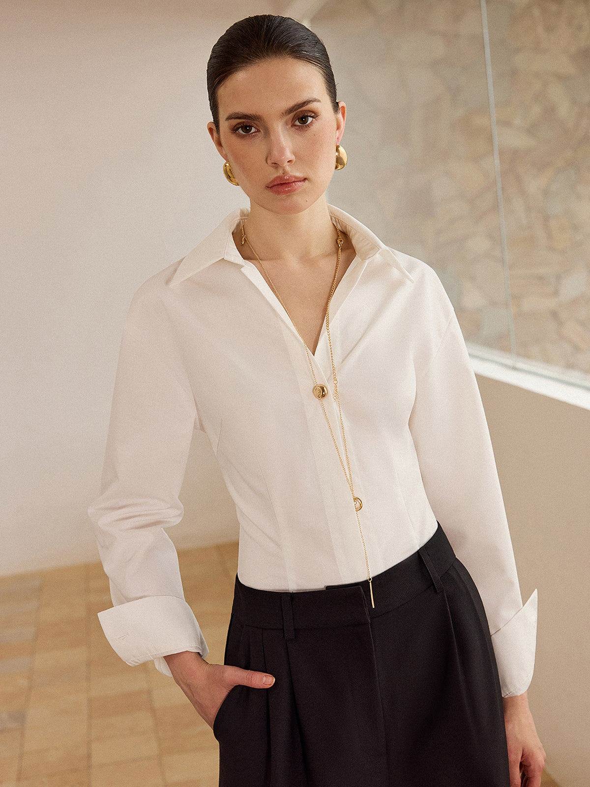 Metal Button Long-Sleeve Shirt Metal Button Long-Sleeve Shirt