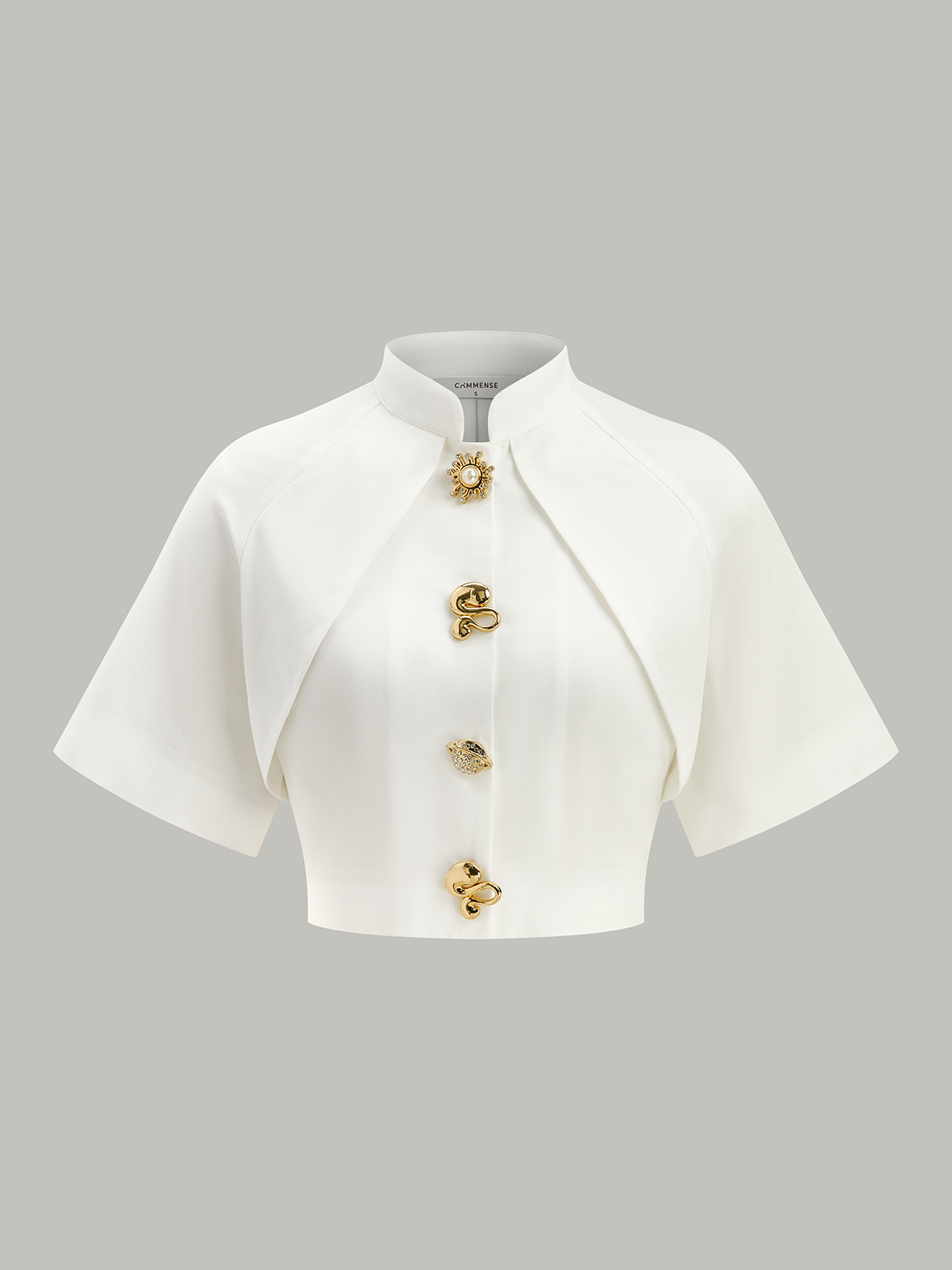 Metal Decor Cropped Blouse Metal Decor Cropped Blouse