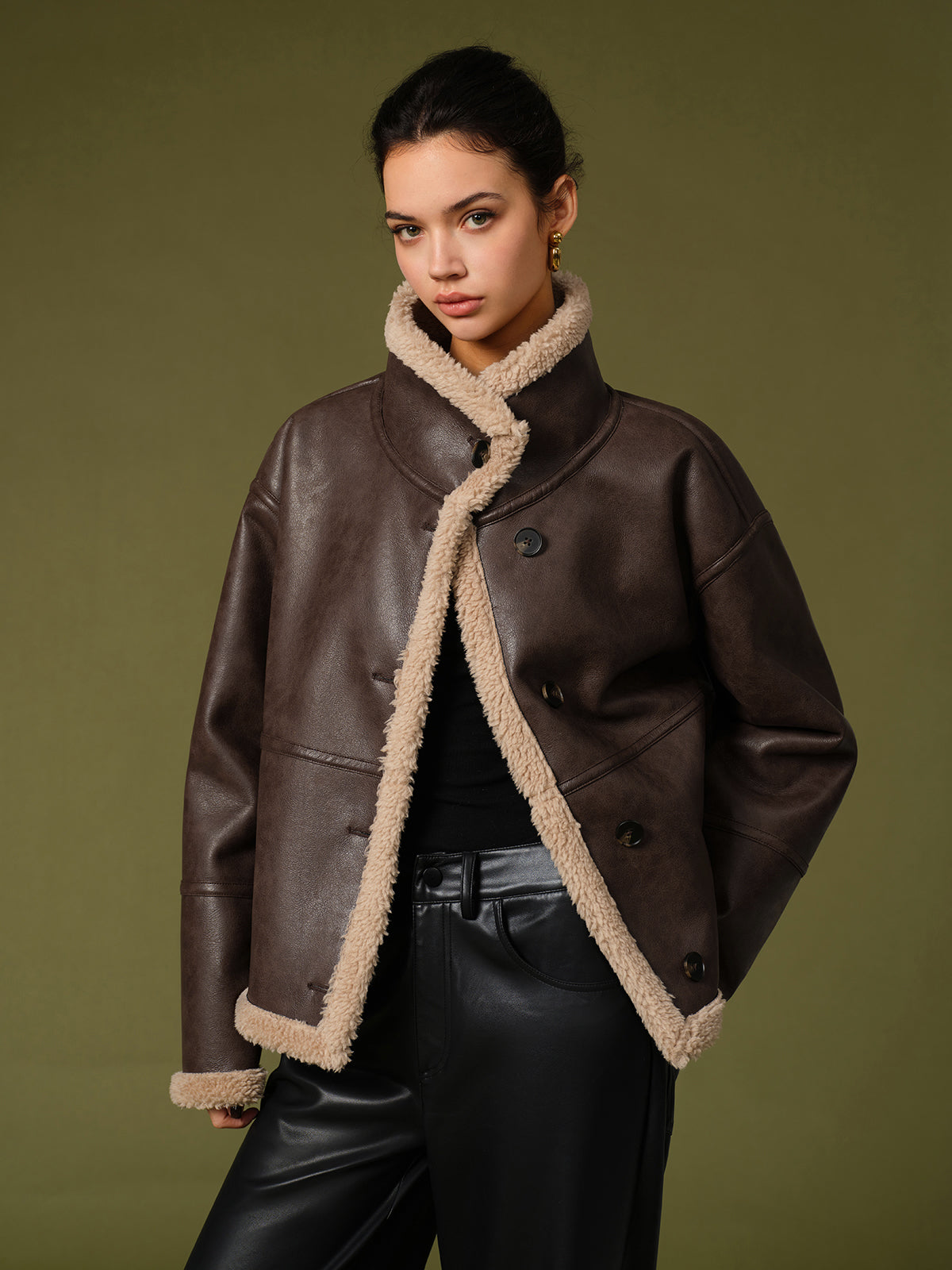 Fleecing PU Leather Warm Jackets Fleecing PU Leather Warm Jackets