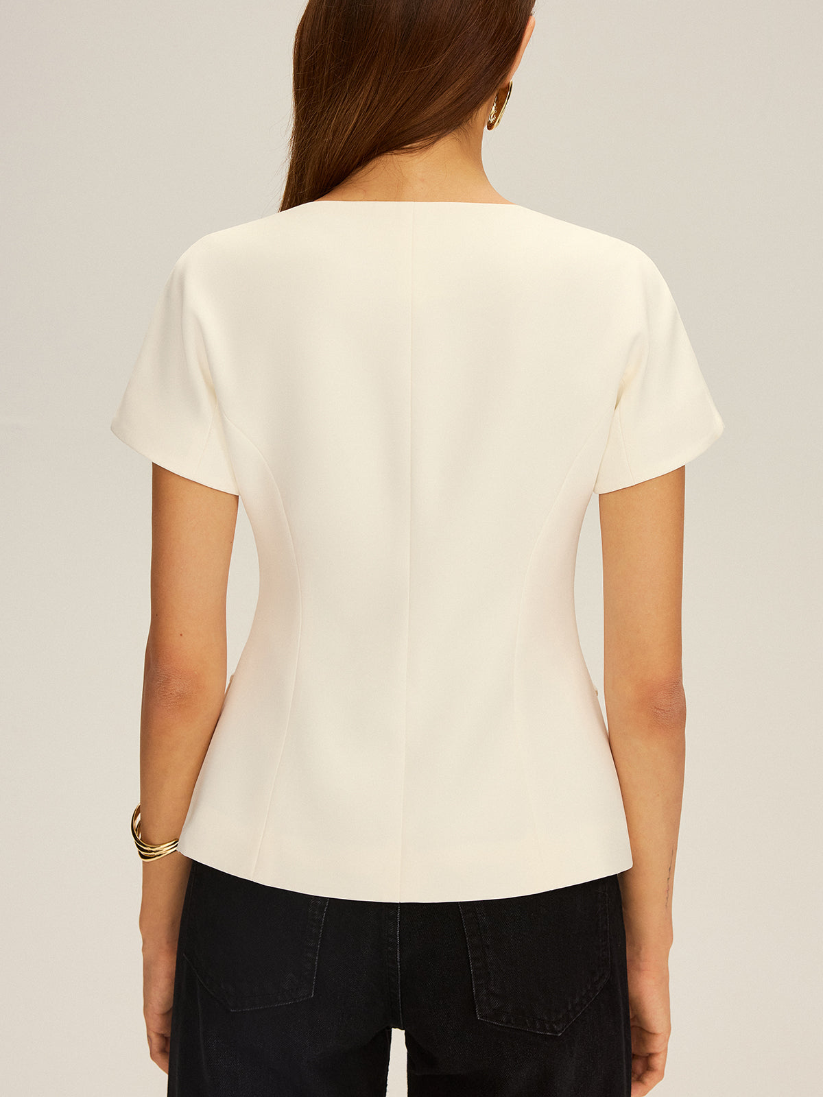 Double-Breasted Short-Sleeve Blazer Double-Breasted Short-Sleeve Blazer