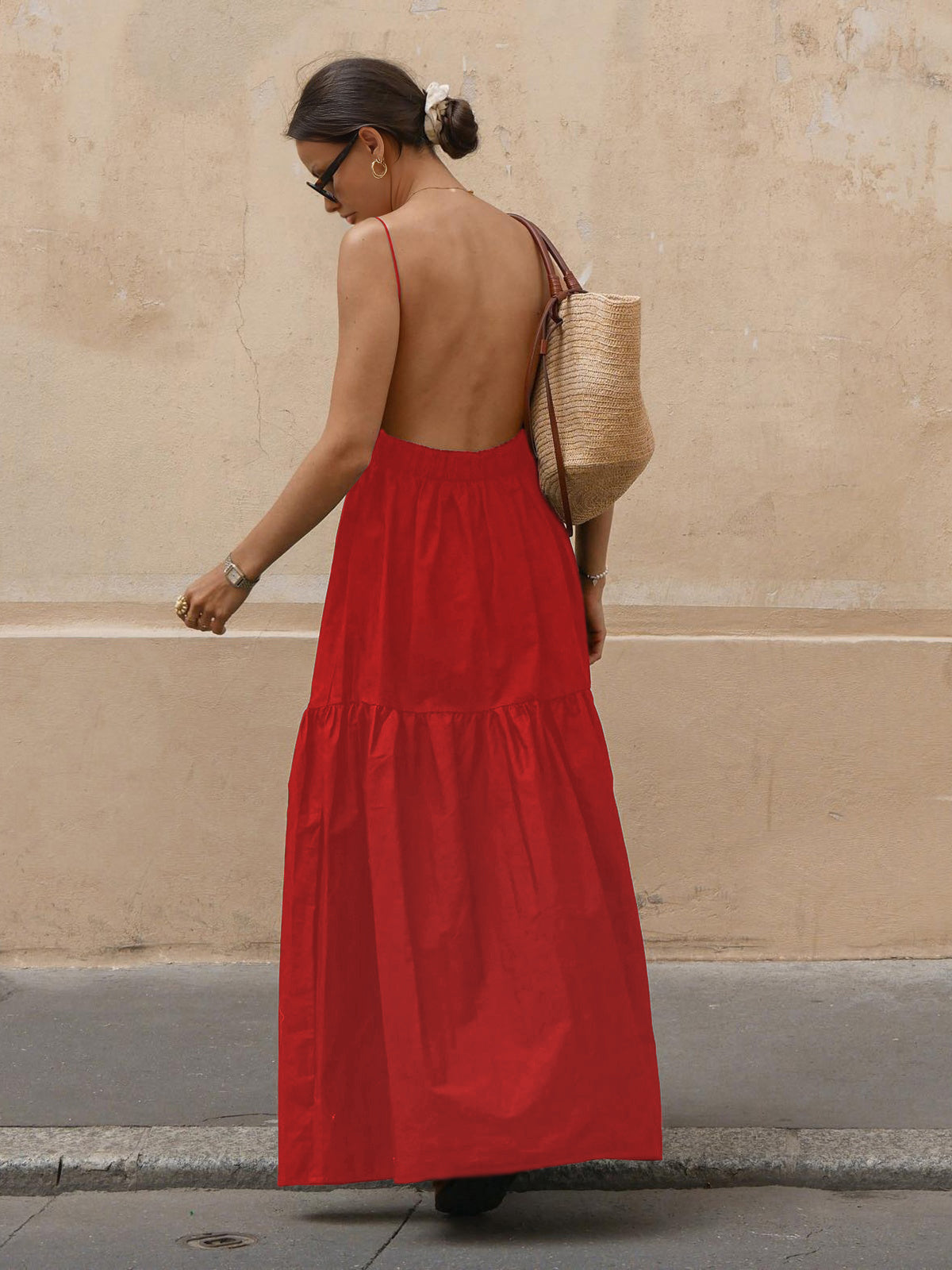 Solid Backless Long Dress Solid Backless Long Dress